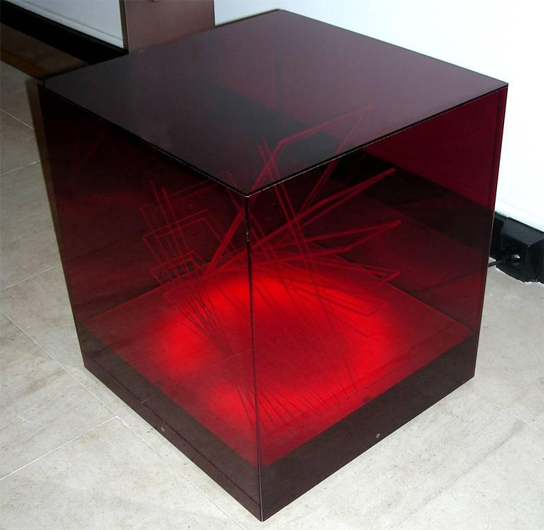 Mid-Century Modern Lampe de bureau « Cubo di Teo » Struttura Evoluzione Ritmo Zig Zag de James Riviere  en vente