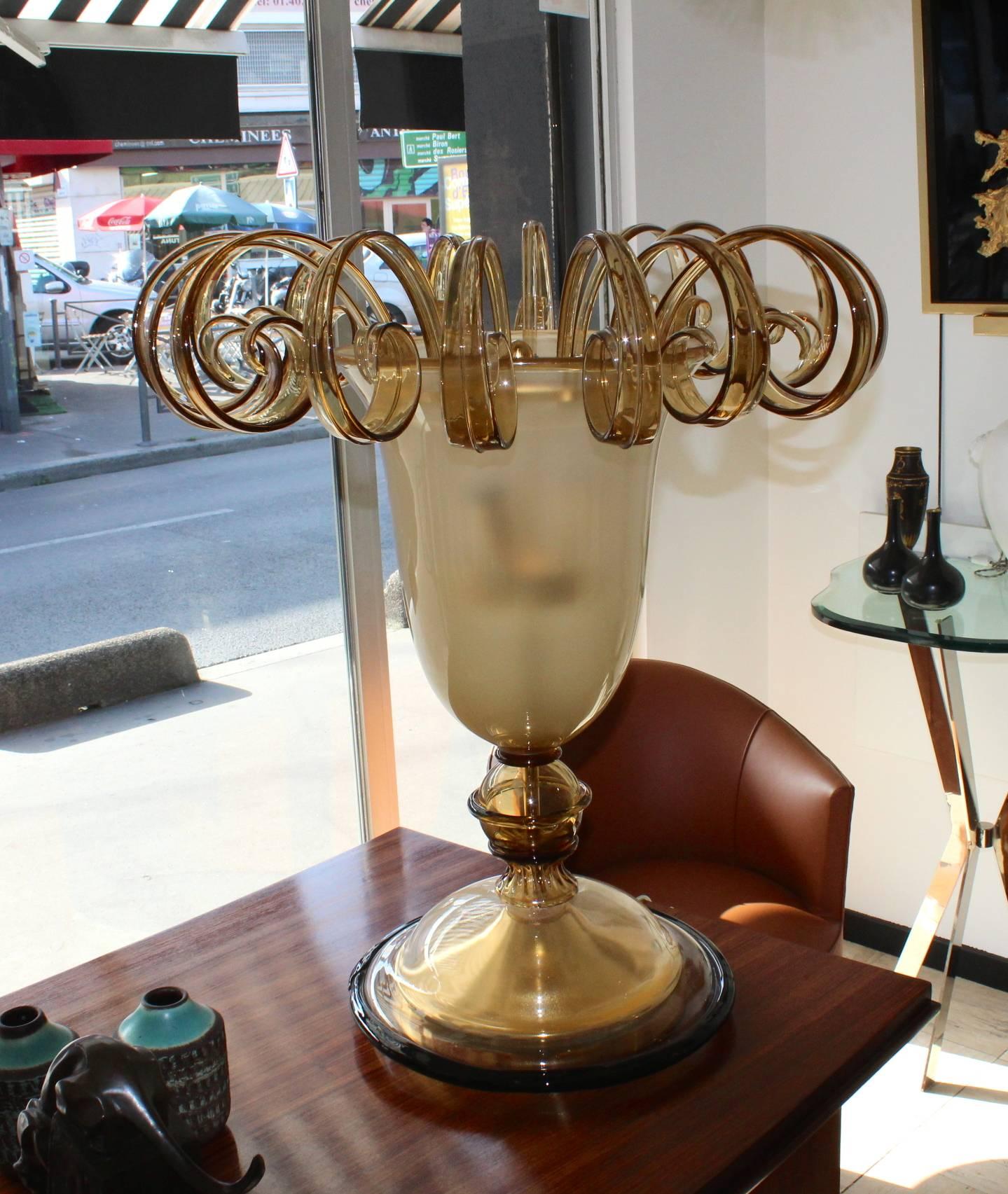 Mid-Century Modern Beautiful 1960 Murano Glass Table Lamp
