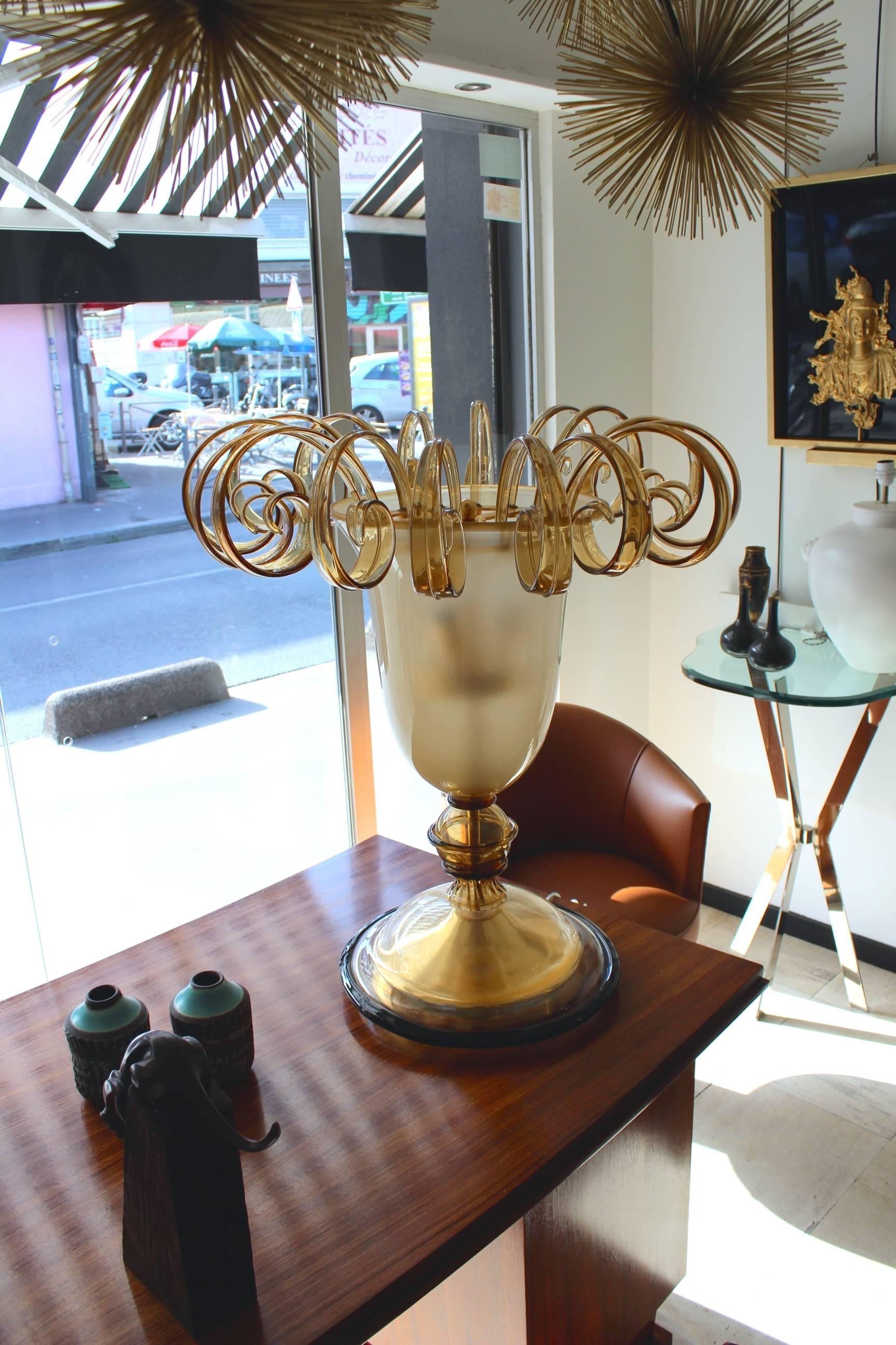 Italian Beautiful 1960 Murano Glass Table Lamp