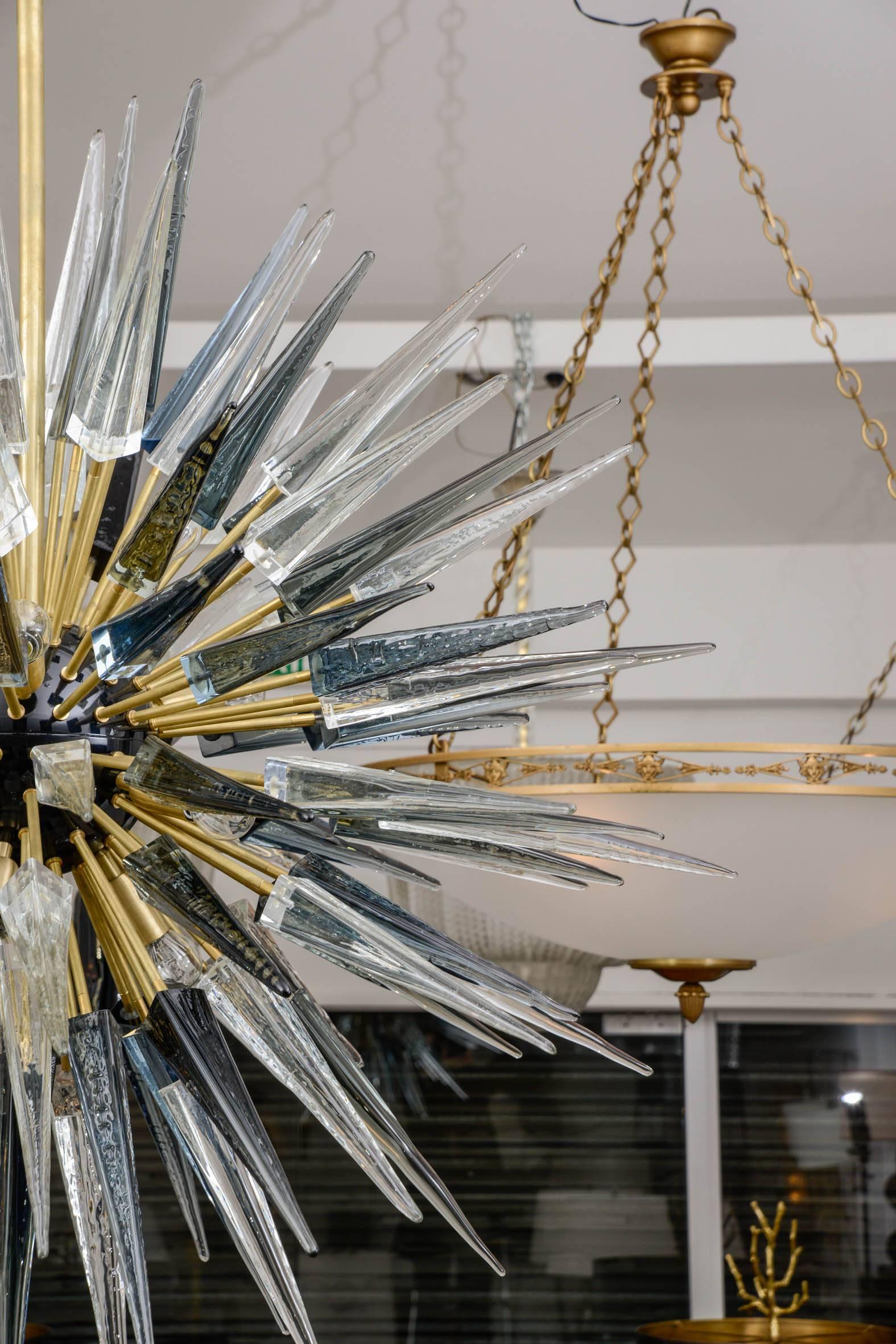 Brass Exceptional Murano Glass Sputnik Chandelier