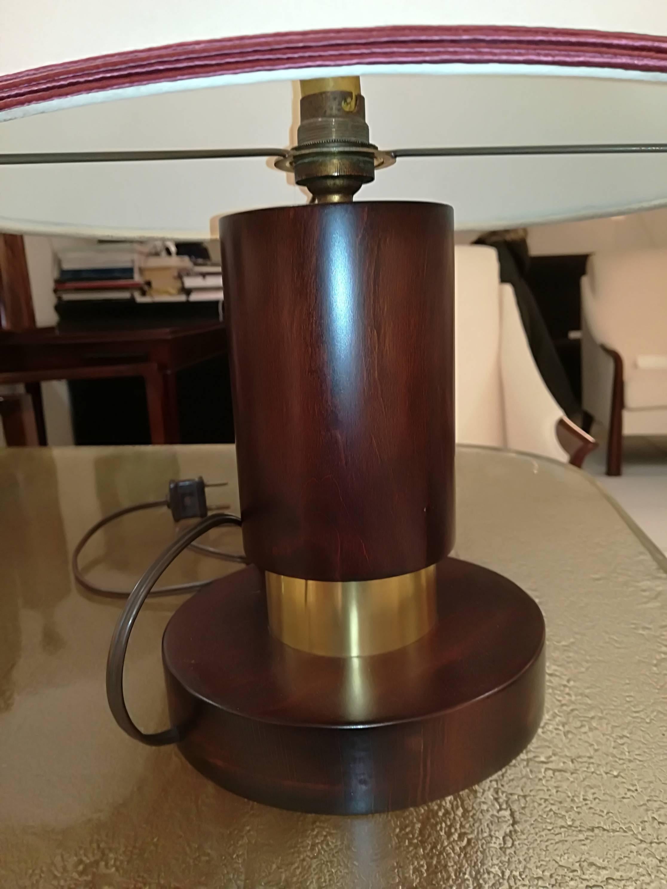Art Deco Wood and Brass Table Lamp, circa 1930 In Excellent Condition In Saint-Ouen, FR