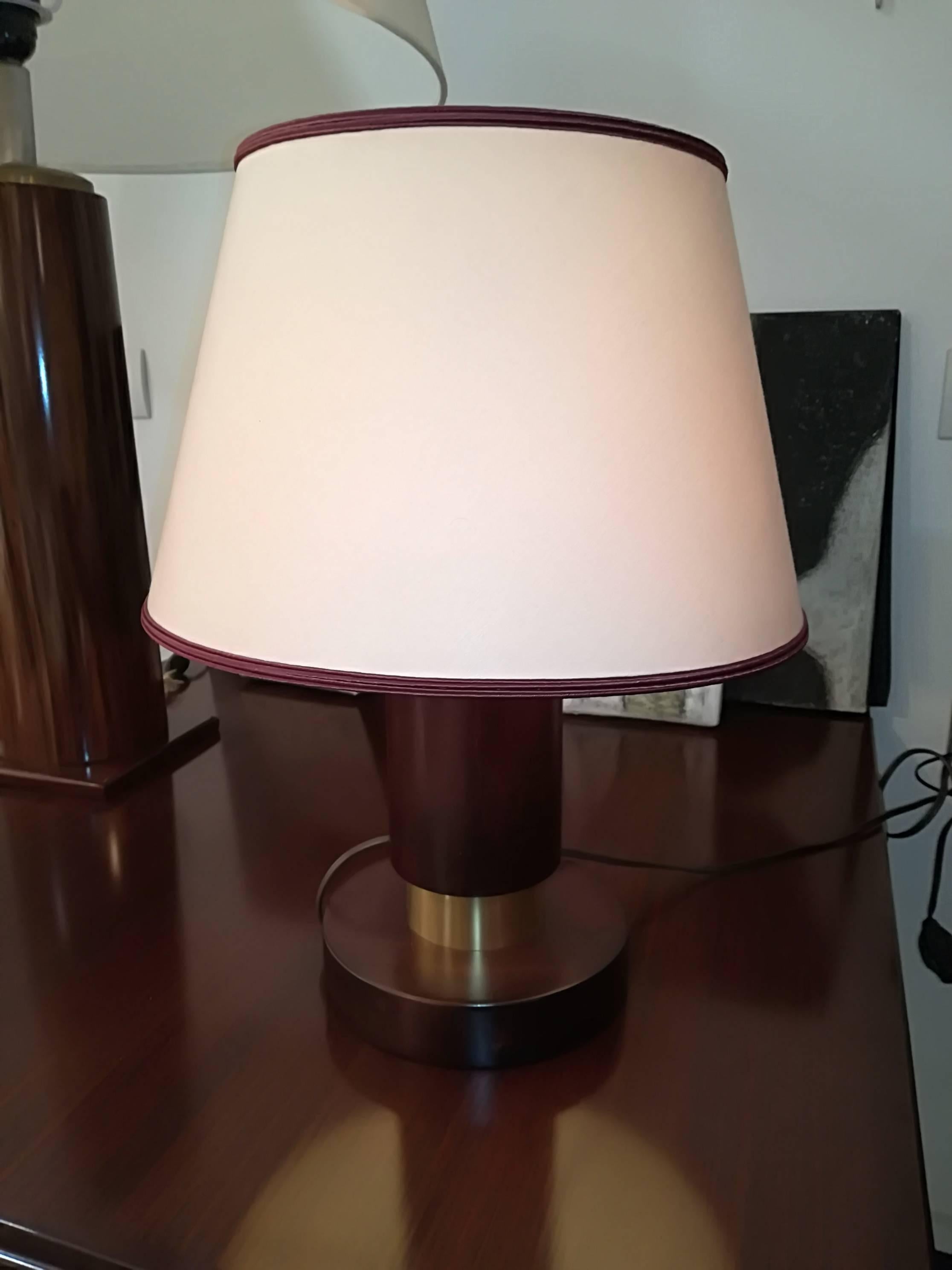 Mid-20th Century Art Deco Wood and Brass Table Lamp, circa 1930