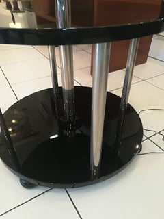 Art Deco Lamp Gueridon Black Lacquer and Chrome, circa 1930