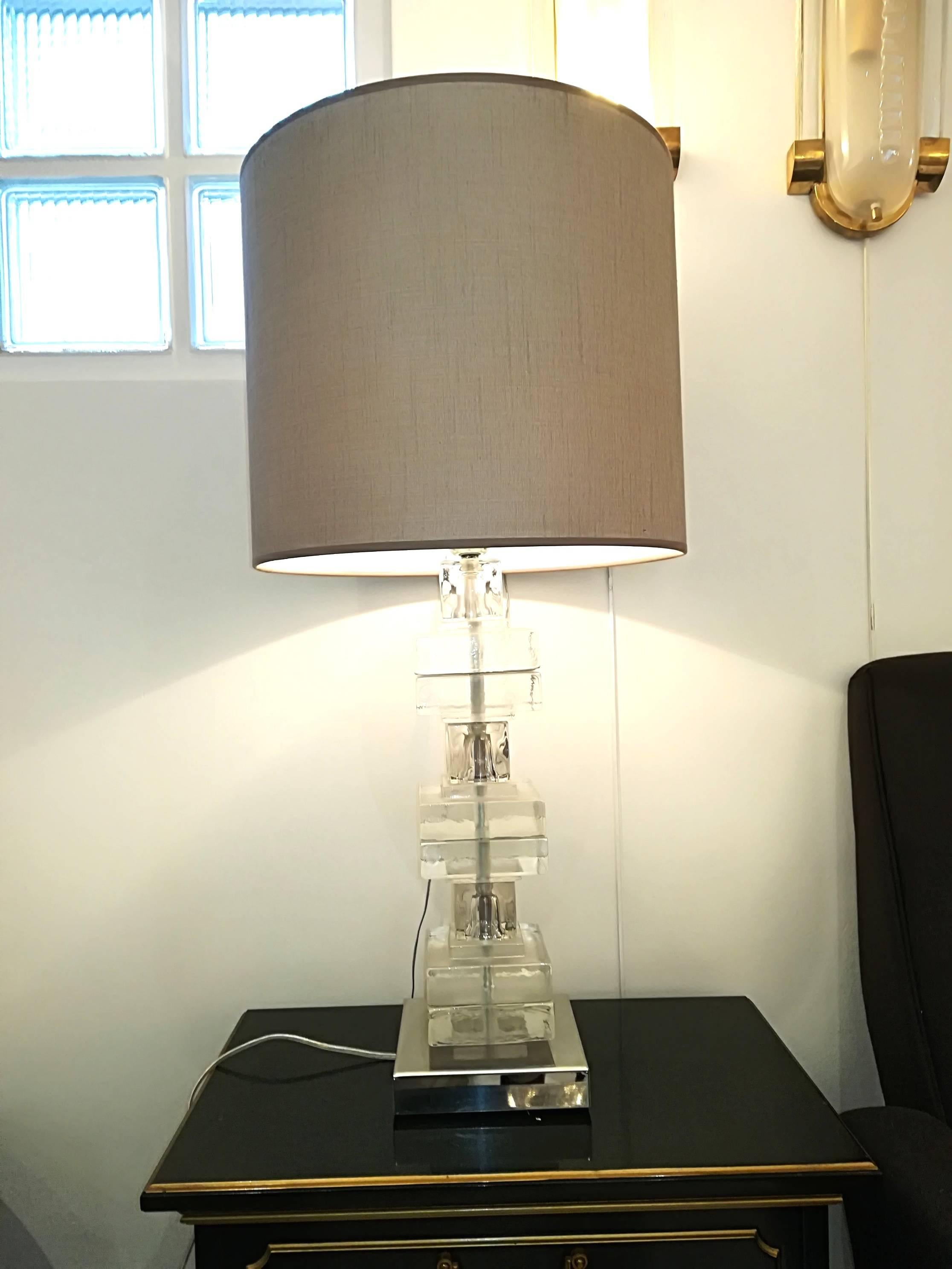 Modern Elegant Pair of Glass Table Lamps