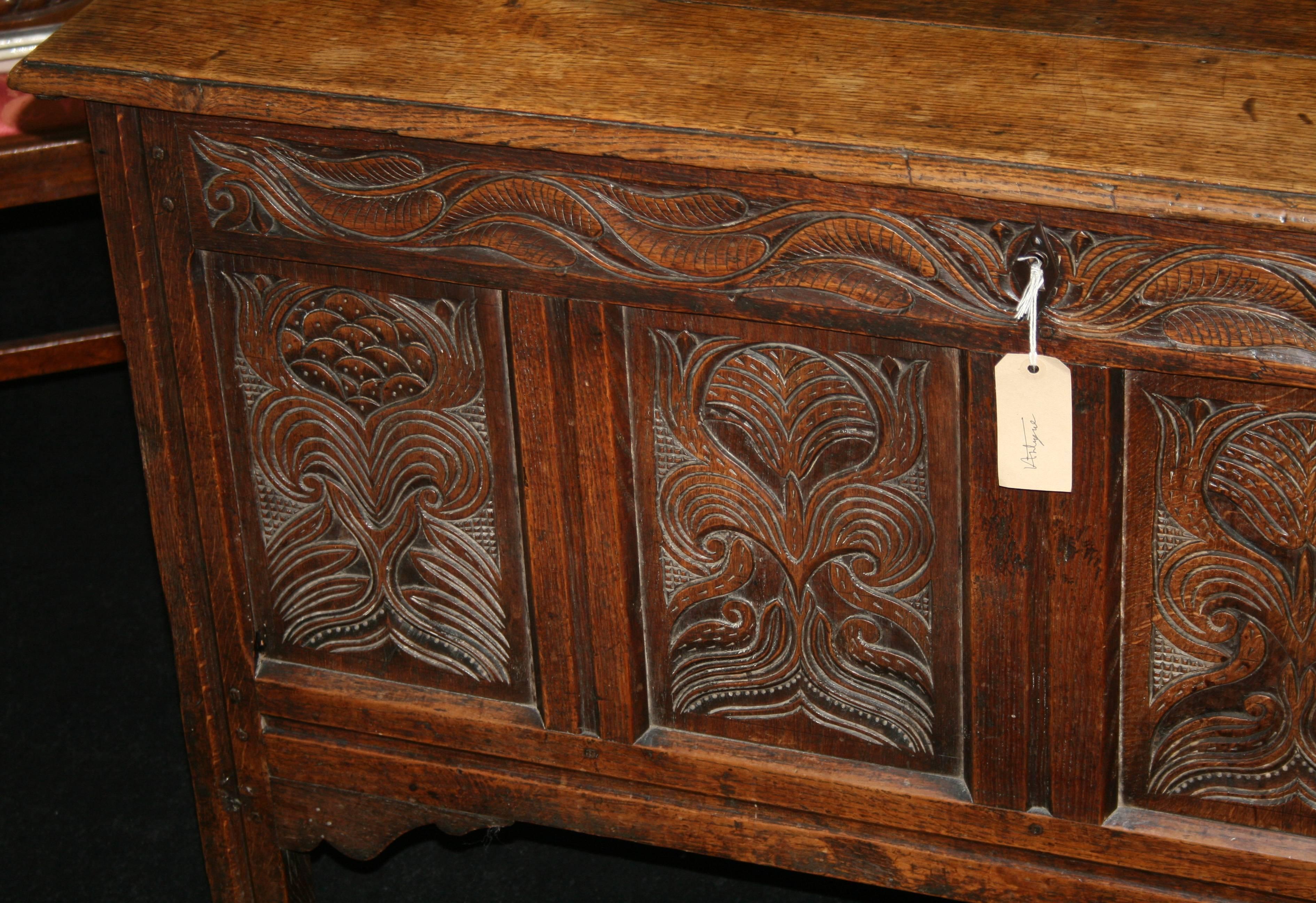 18th Century and Earlier Antique Oak Coffer Charles II, circa 1670