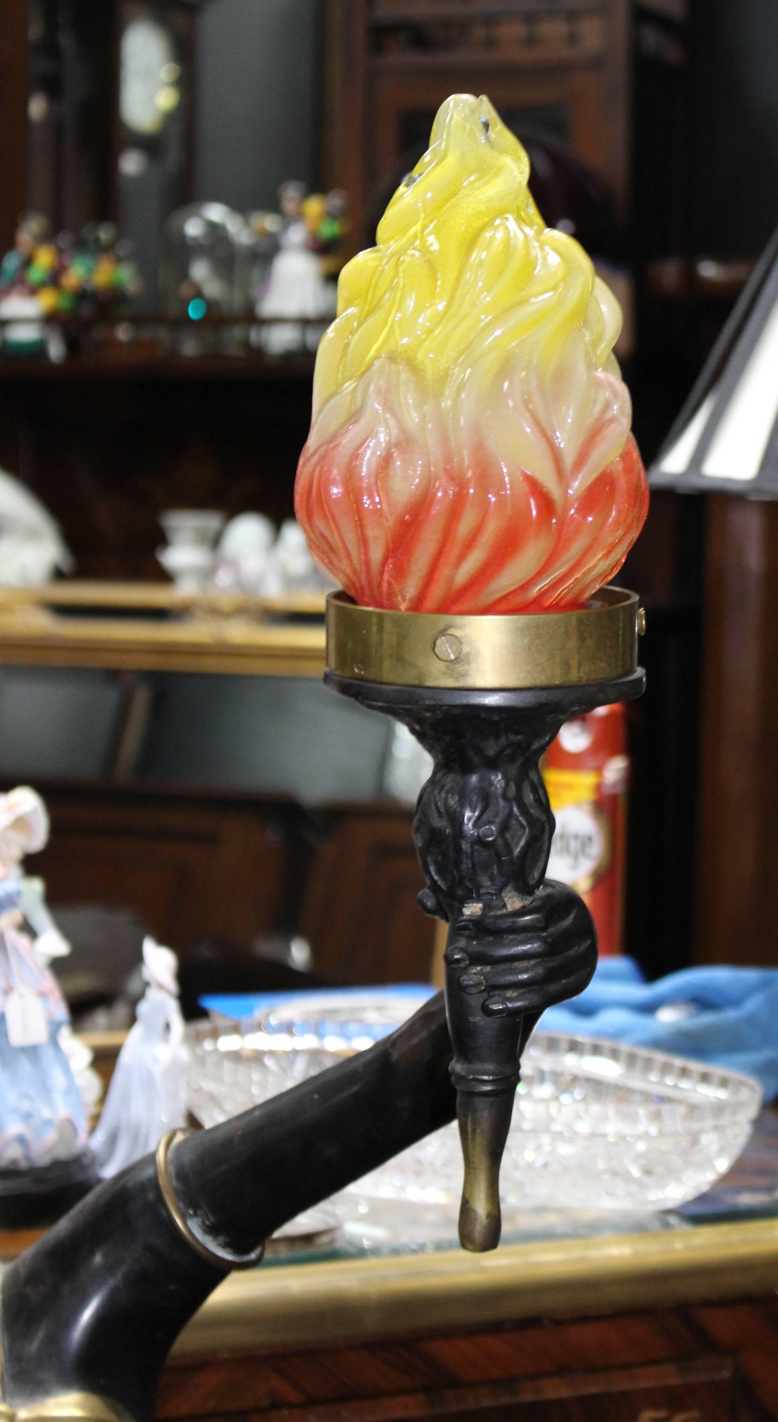 Bronze and Brass Antique Style Torch Bearer Maiden Standard Lamp 1