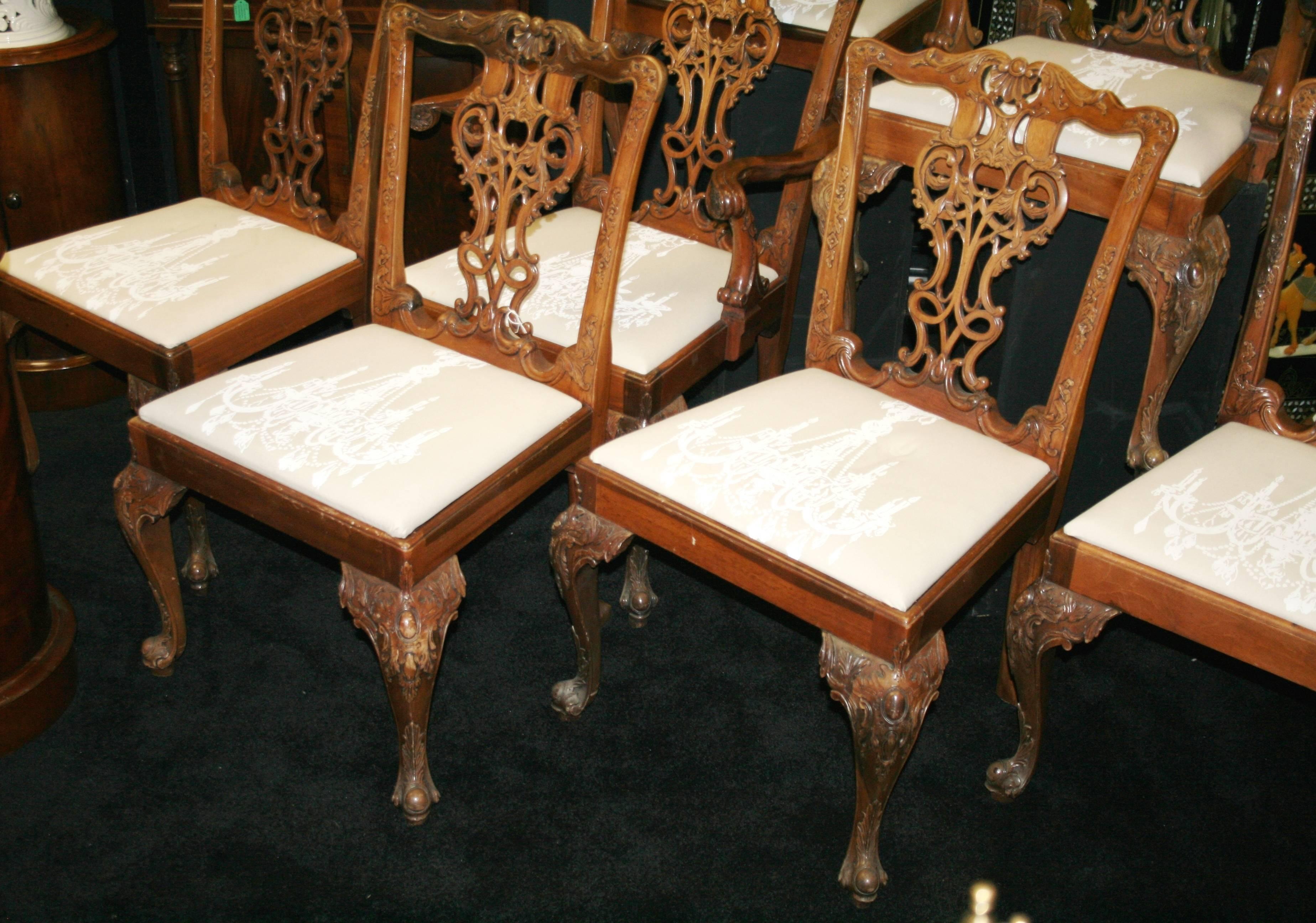 Set of Eight Chippendale Style Dining Chairs 1