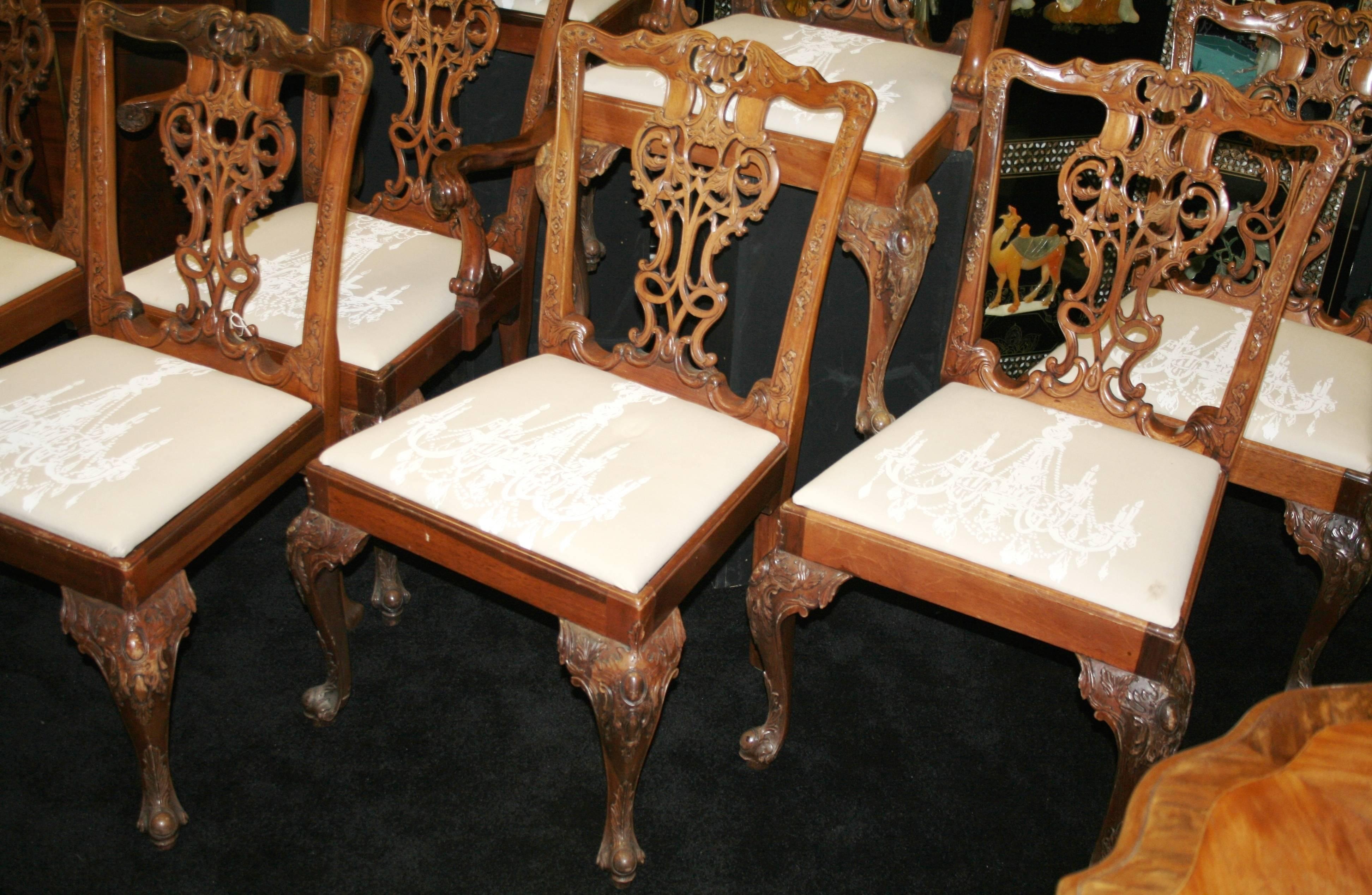 Set of Eight Chippendale Style Dining Chairs 2