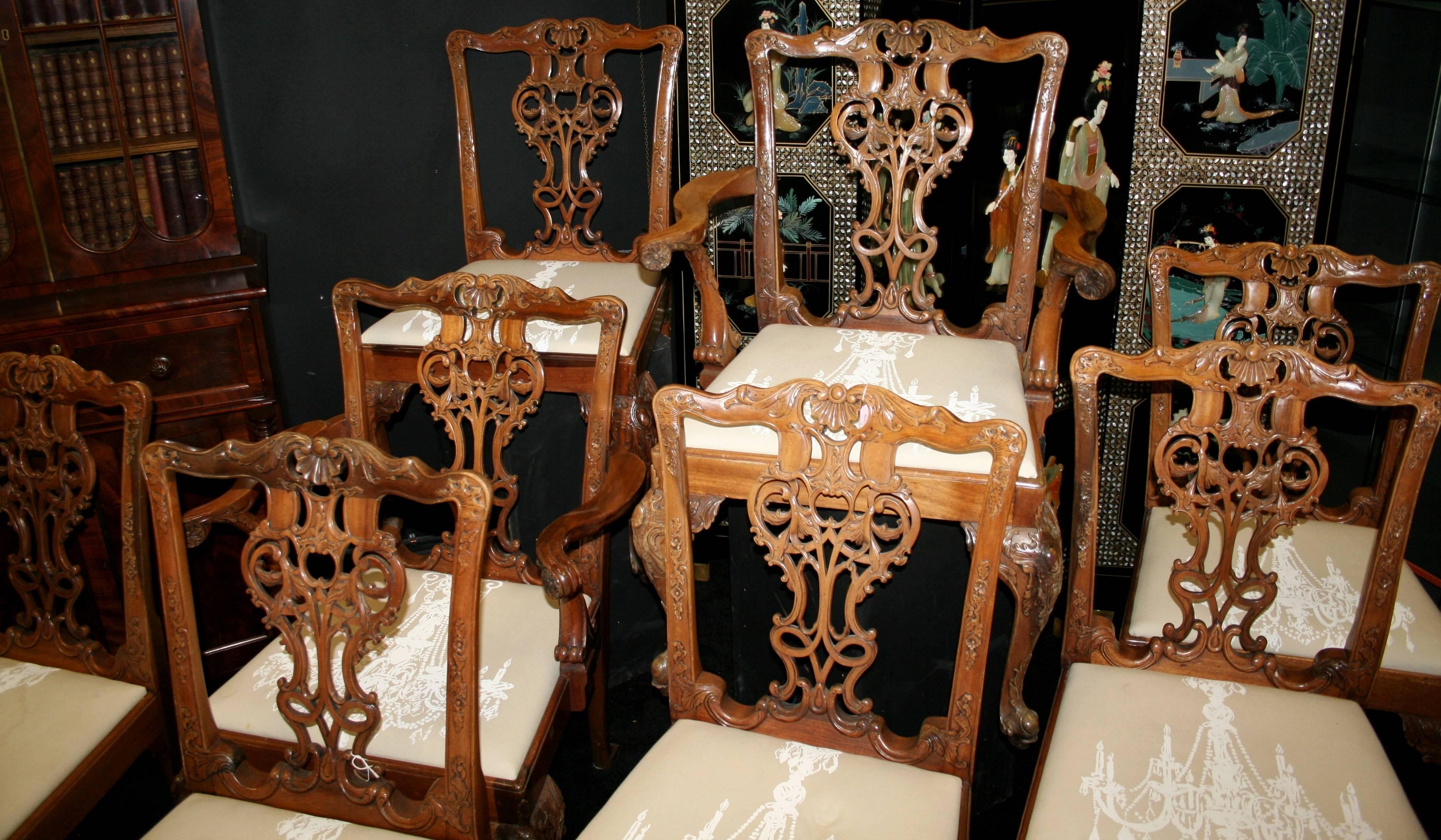 Set of Eight Chippendale Style Dining Chairs 3