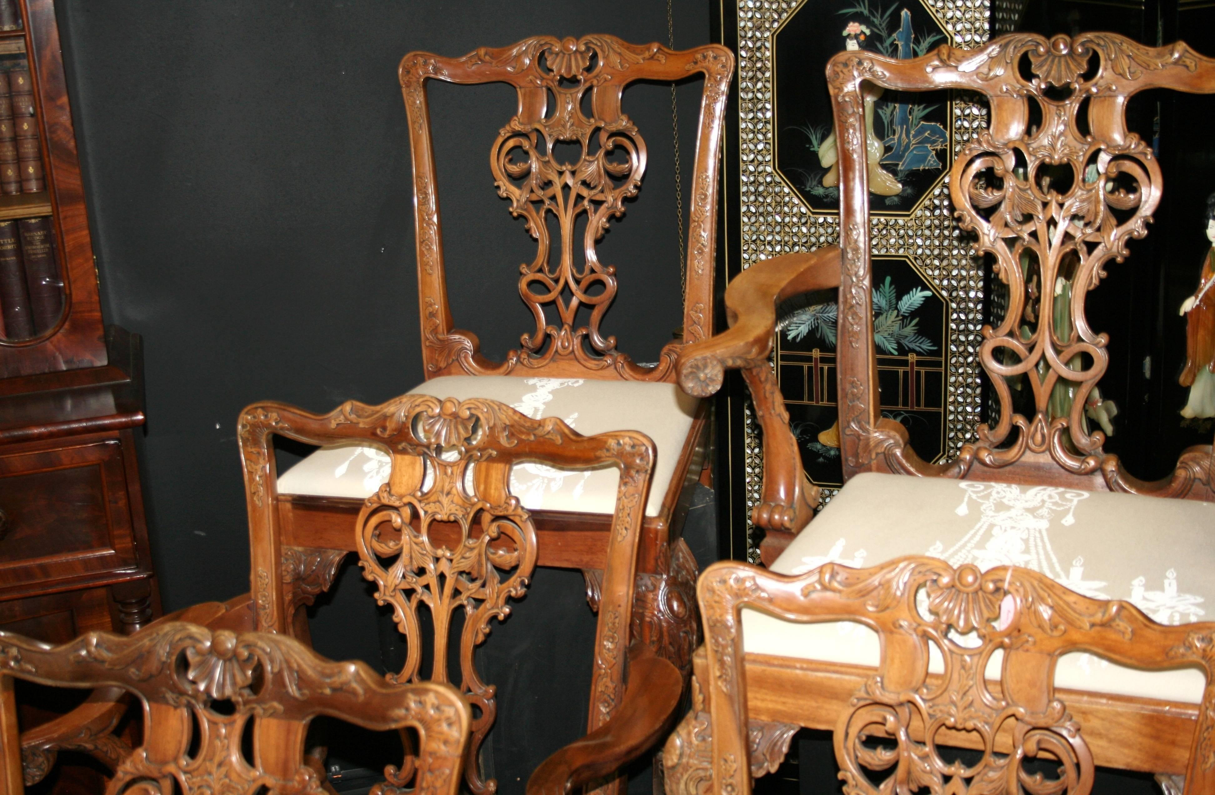 Set of Eight Chippendale Style Dining Chairs 4
