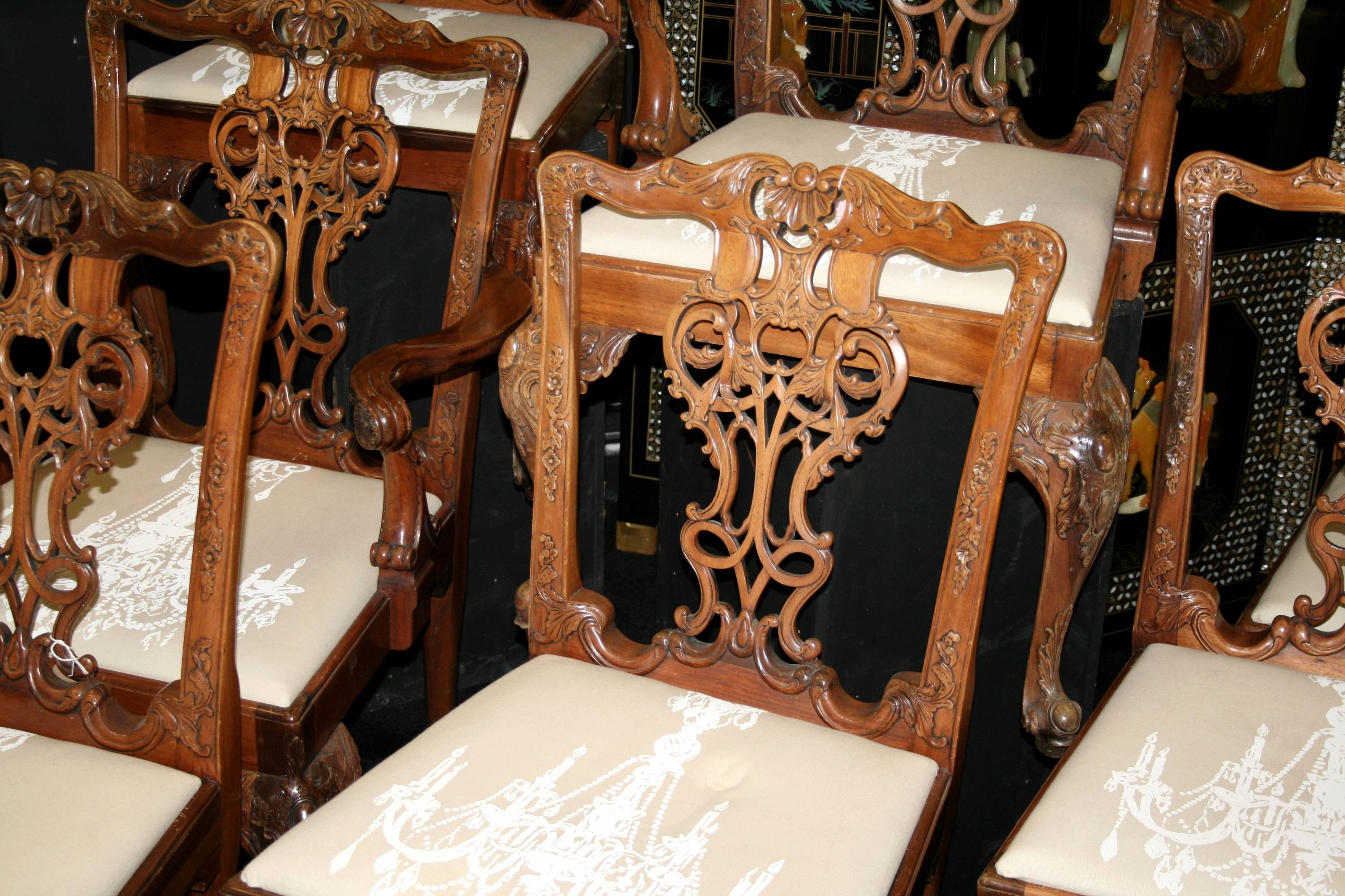 Set of Eight Chippendale Style Dining Chairs 5