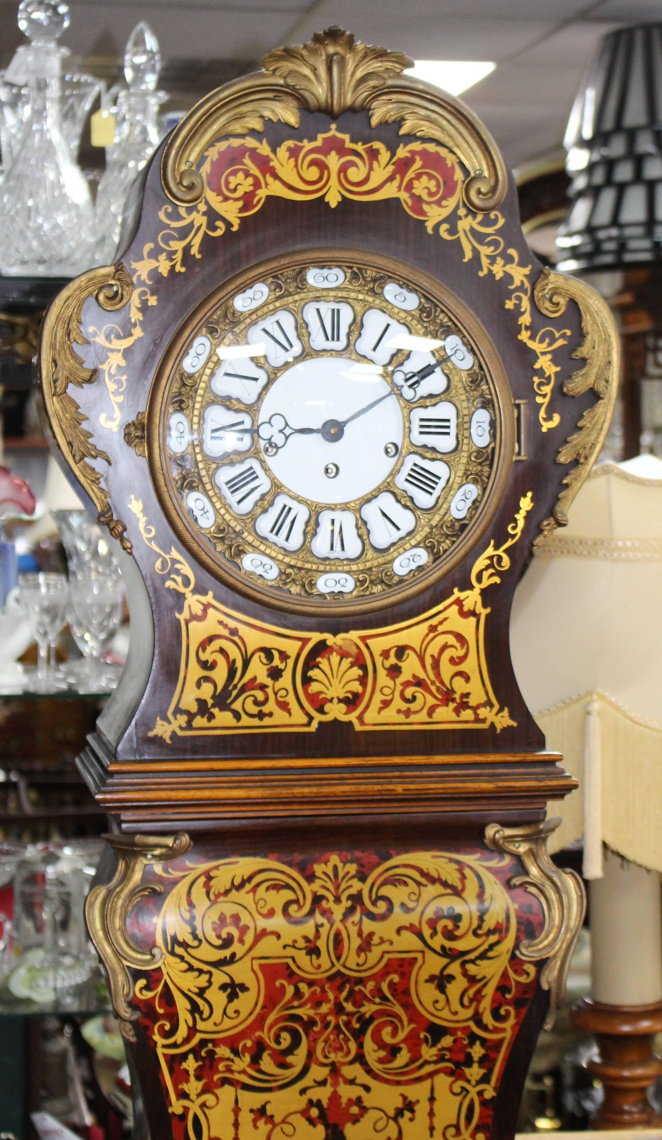 Italian Handsome French Boulle Style Longcase Clock