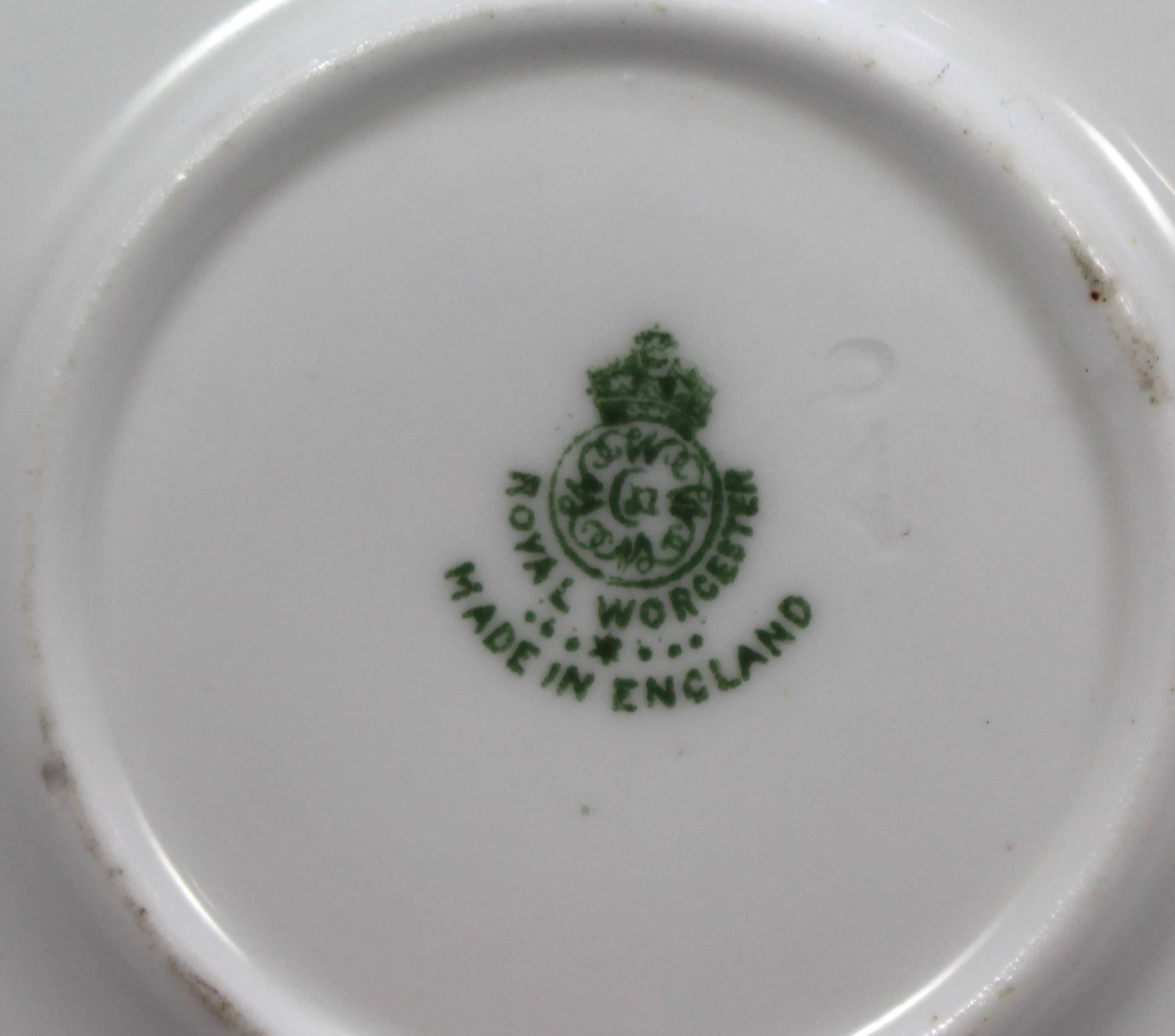 Porcelain Royal Worcester Highland Cattle Miniature Cup and Saucer by Stinton, 1922