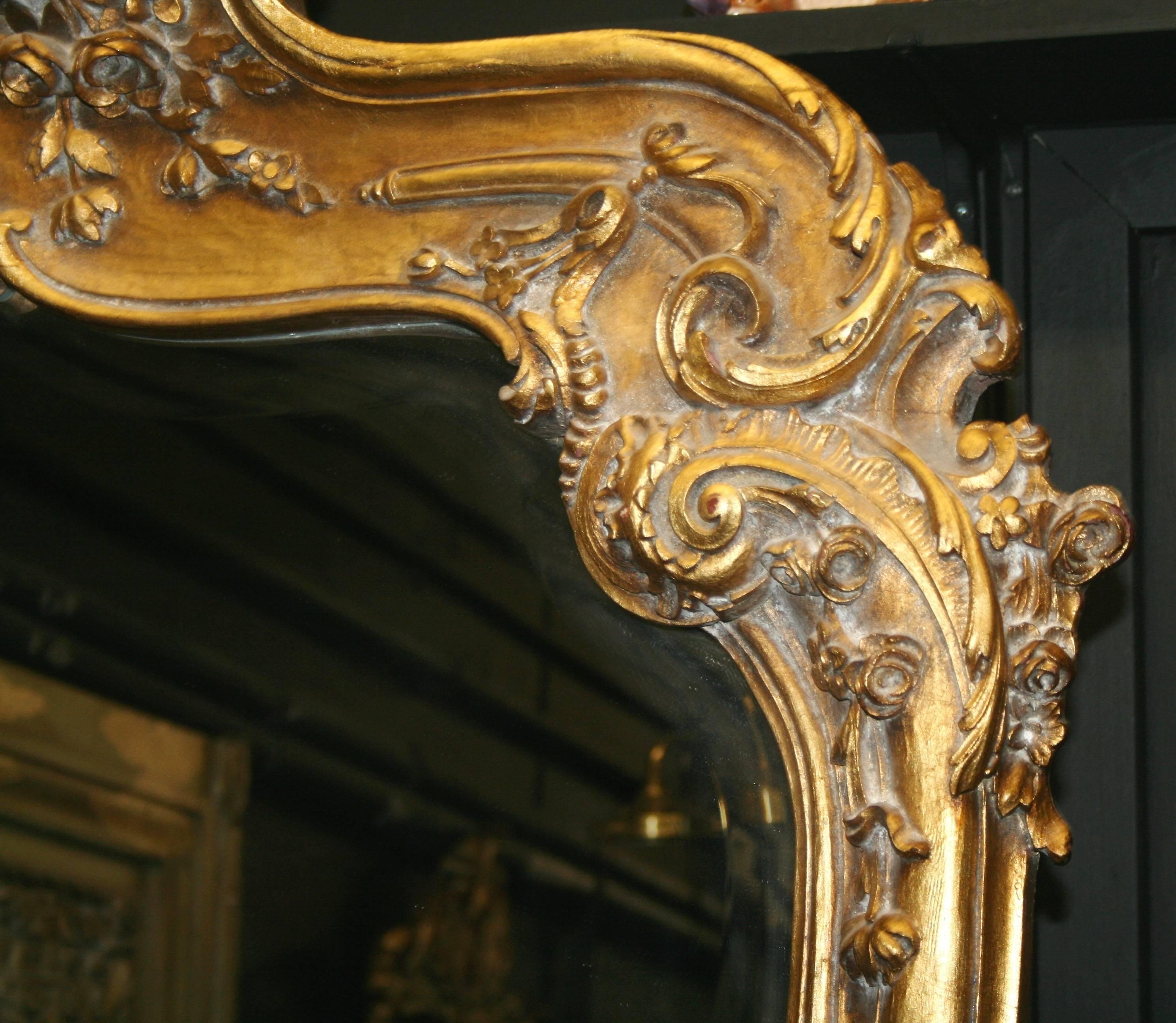 Fine Pair of Hand-Carved Gilt Louis XV Style Mirrors 1