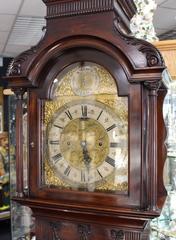 Fine Edwardian Mahogany Fusee Eight-Day Longcase Clock with Brass Silvered Dial