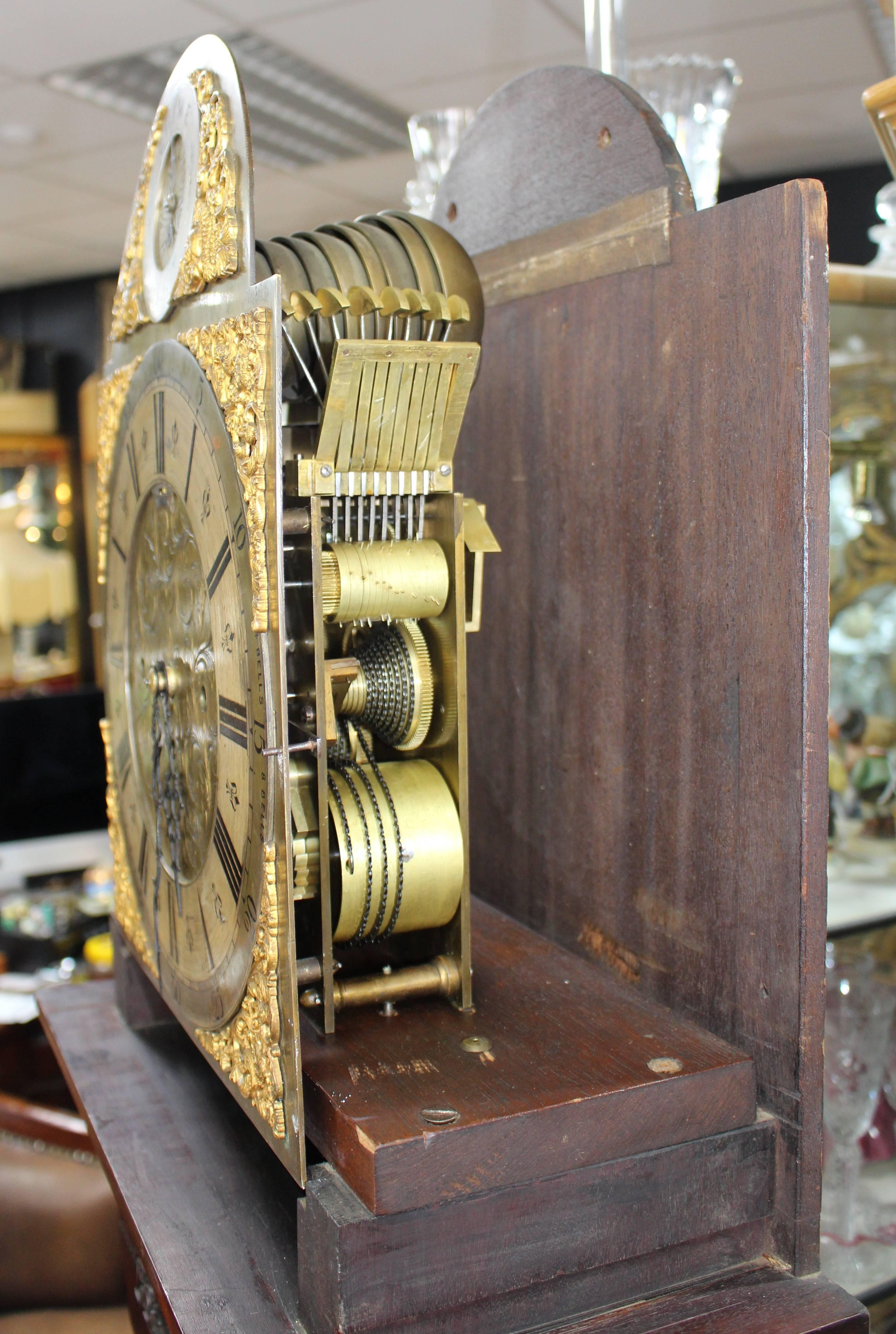 Fine Edwardian Mahogany Fusee Eight-Day Longcase Clock with Brass Silvered Dial 2