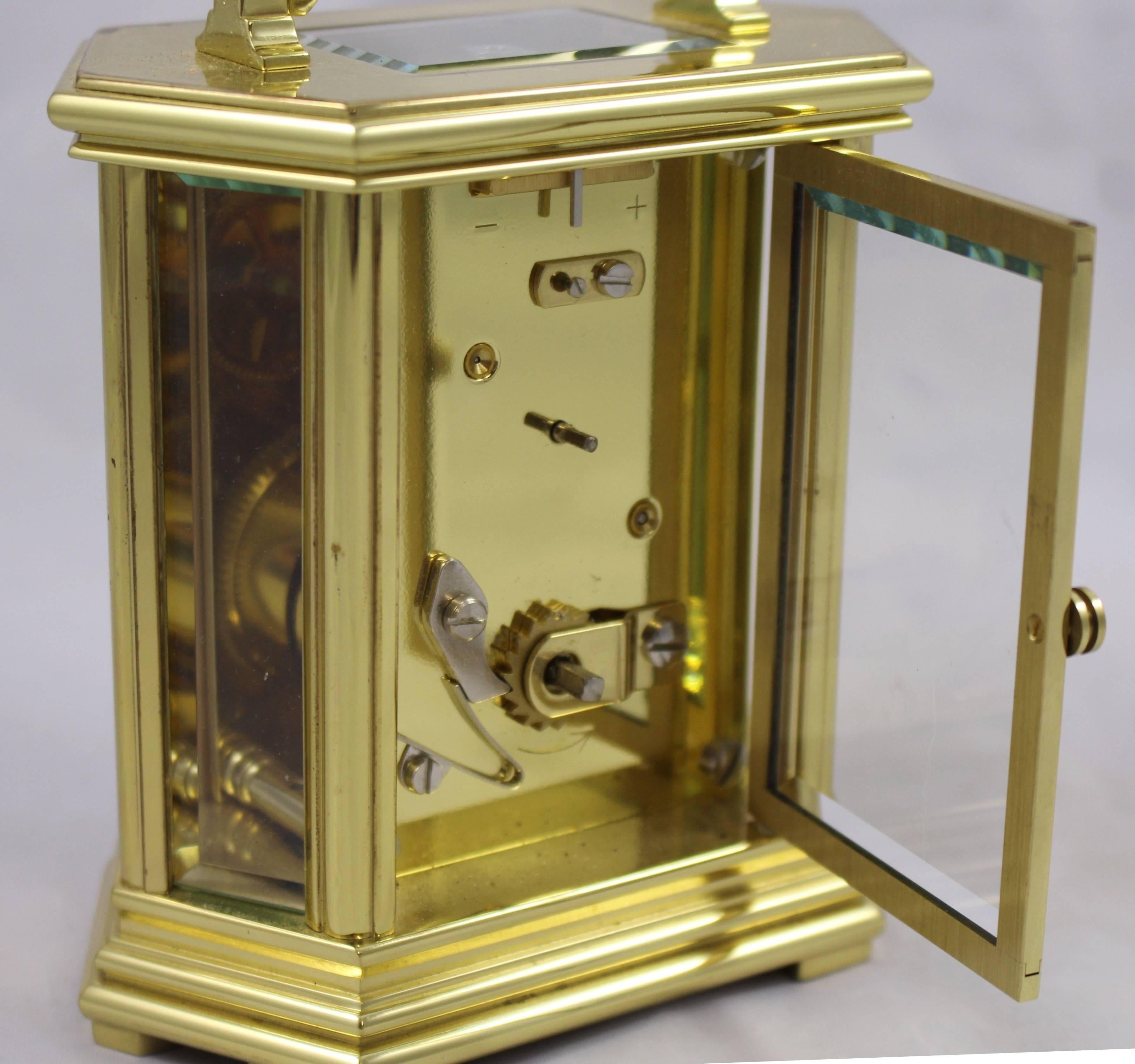 Woodford England Hexagonal Gold-Plated Mechanical Carriage Clock 4