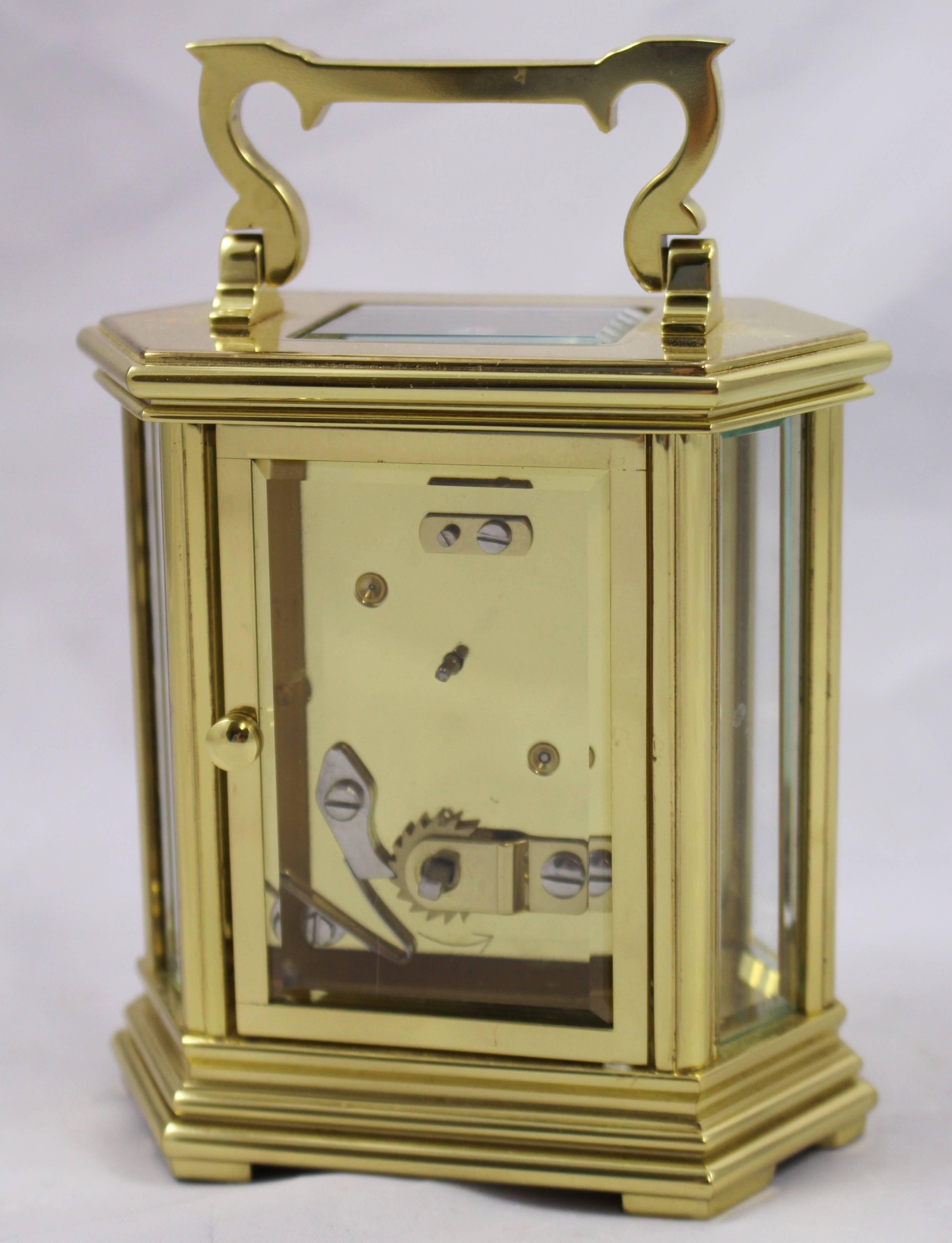 Woodford England Hexagonal Gold-Plated Mechanical Carriage Clock 1