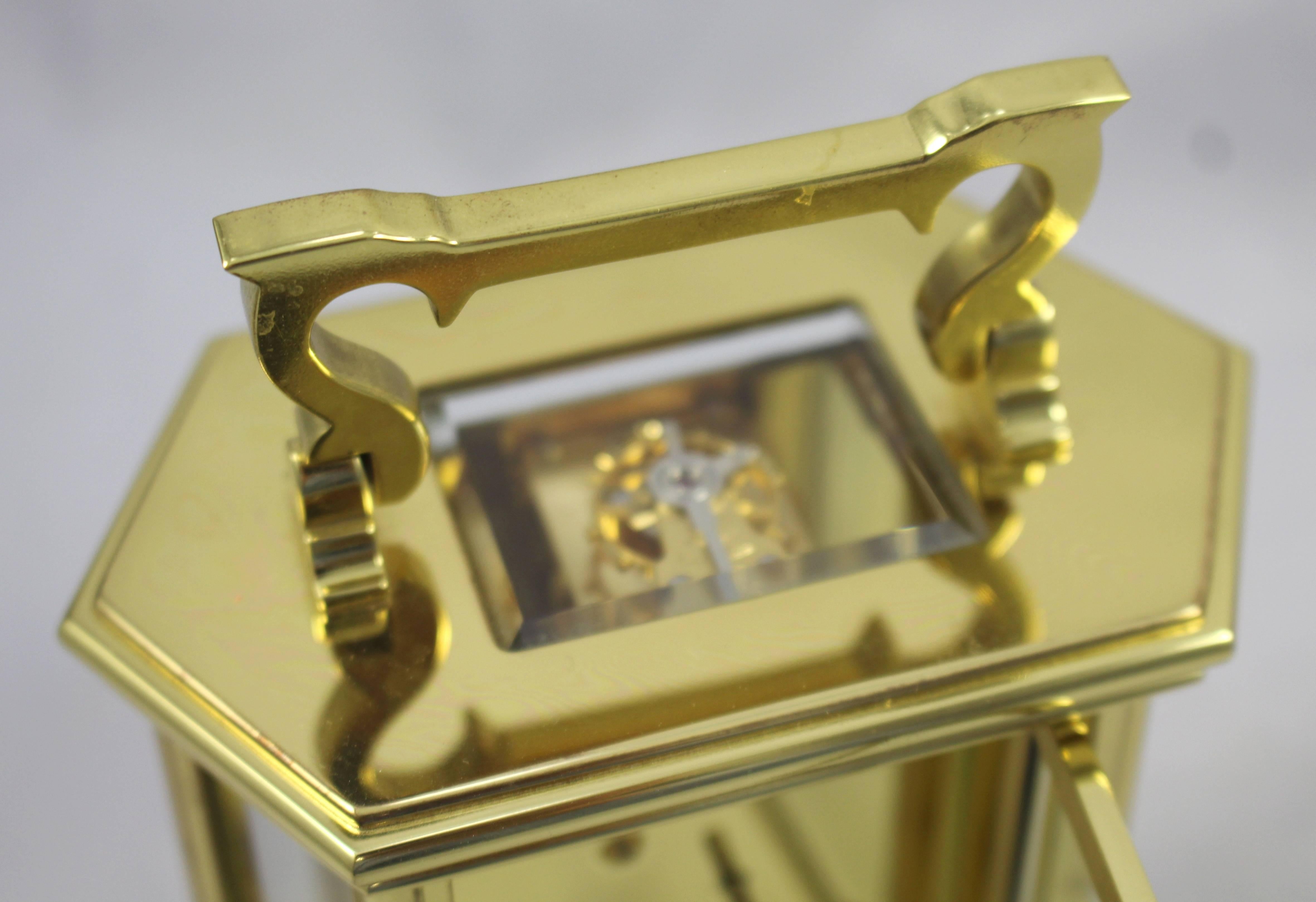 Woodford England Hexagonal Gold-Plated Mechanical Carriage Clock 2