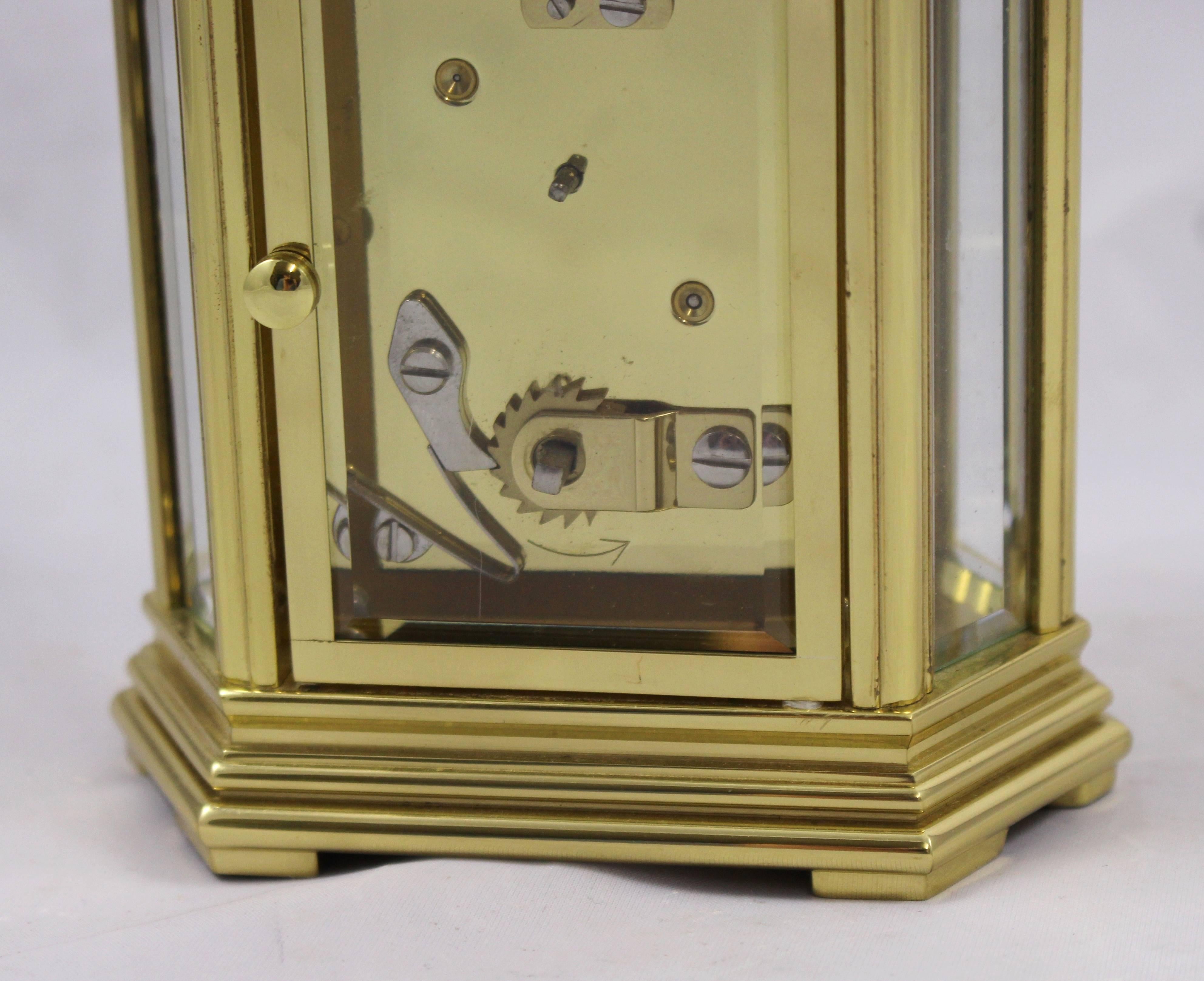 Woodford England Hexagonal Gold-Plated Mechanical Carriage Clock 3