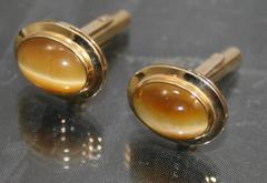 Gents 14 Karat Gold Tiger's Eye Cufflinks
