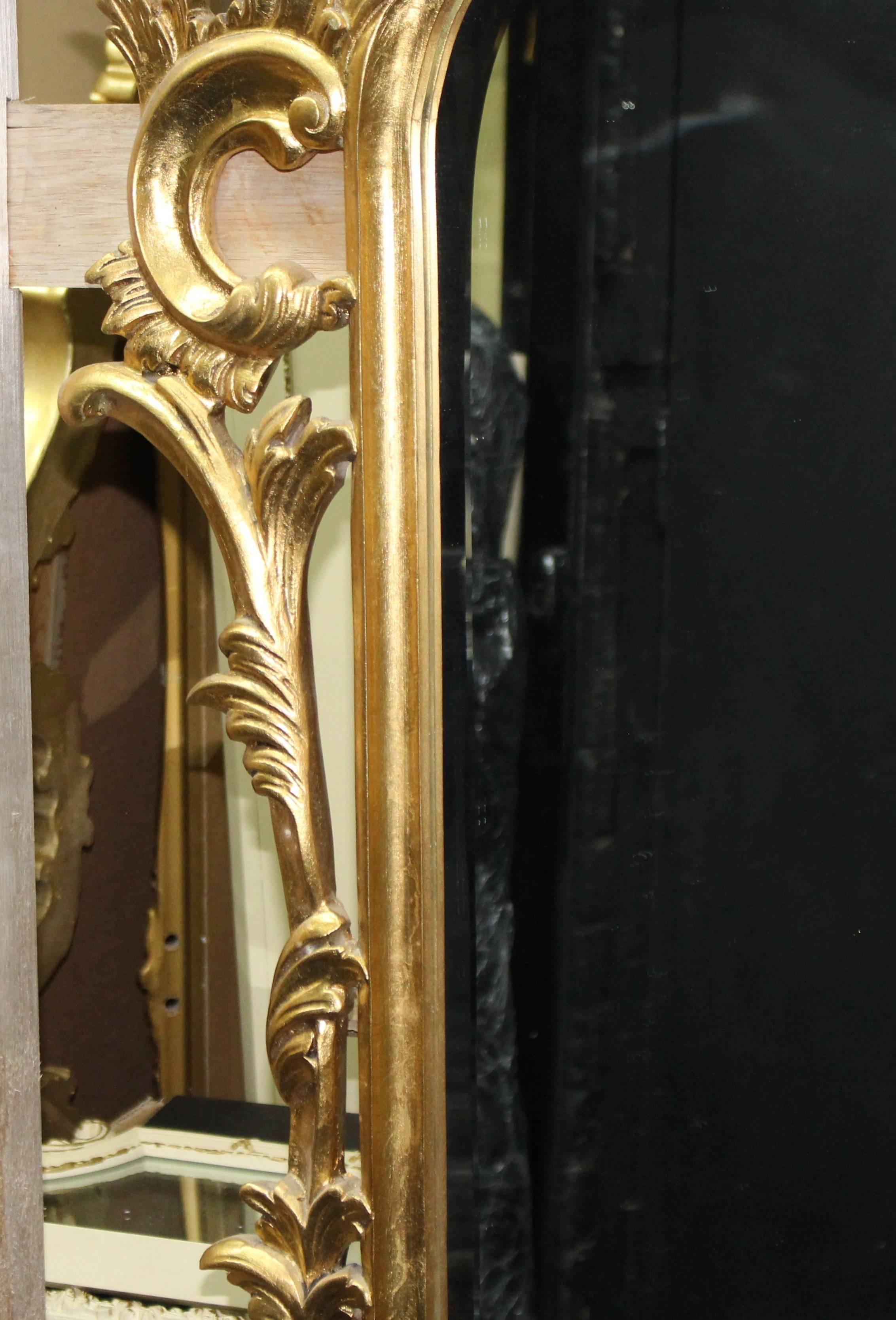 Large Handsome Carved Wood Gilt Gold Leaf Pier Glass Mirror 1