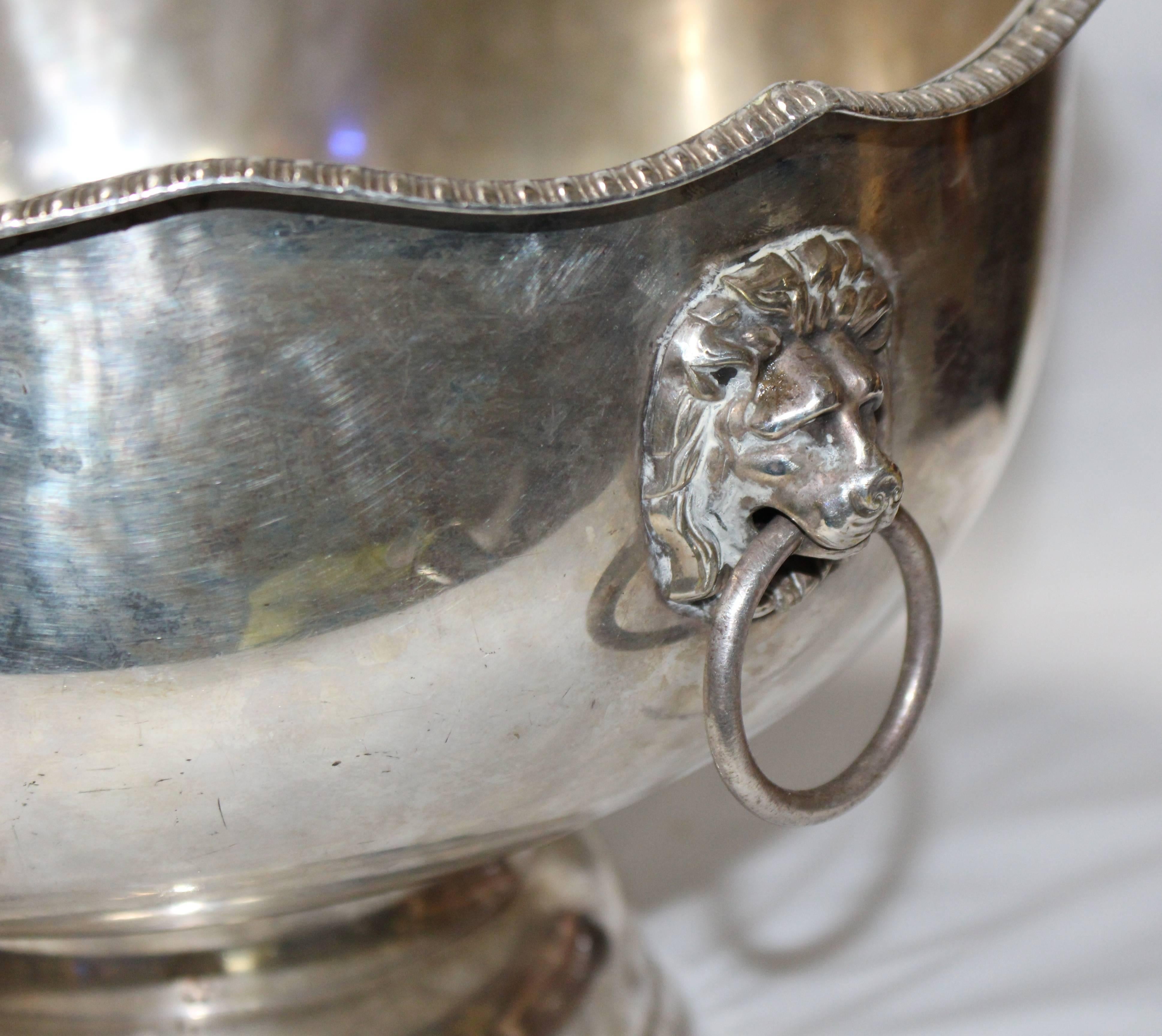 19th Century Large Silver Plated on Copper Two Handled Bowl 2