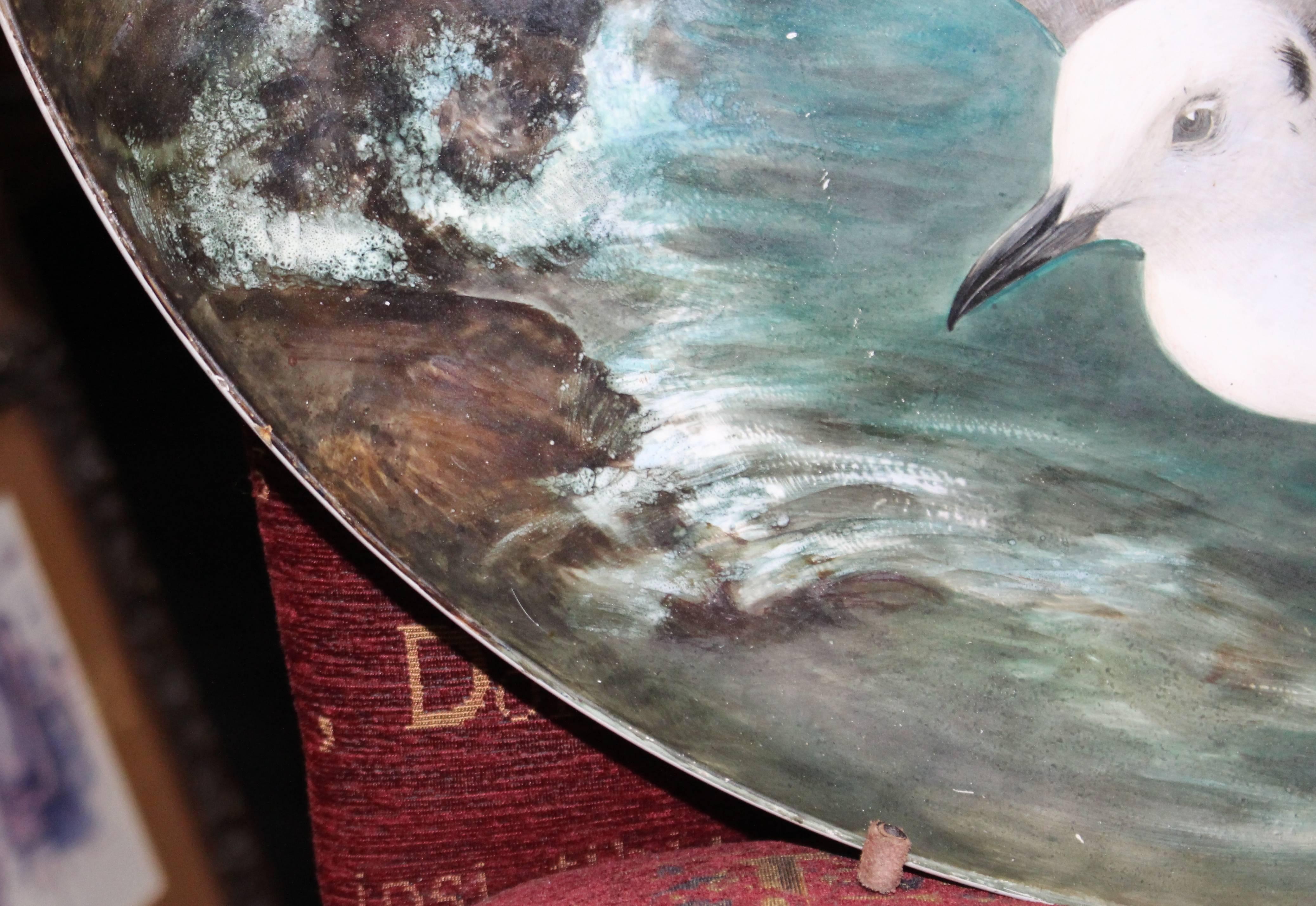 Fine 19th Century Creil et Montereau Painted Seagull Charger For Sale 6