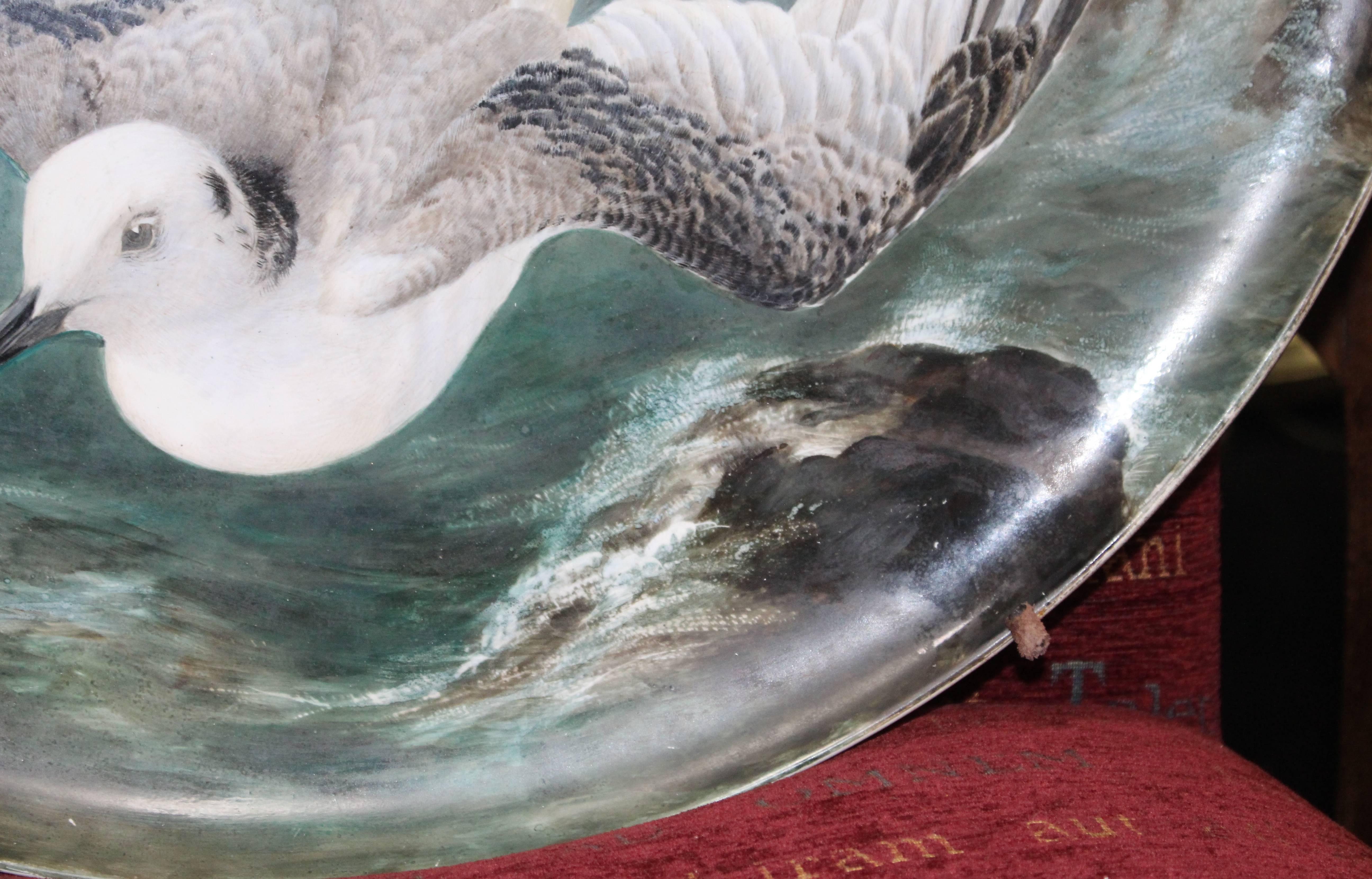 Fine 19th Century Creil et Montereau Painted Seagull Charger For Sale 7