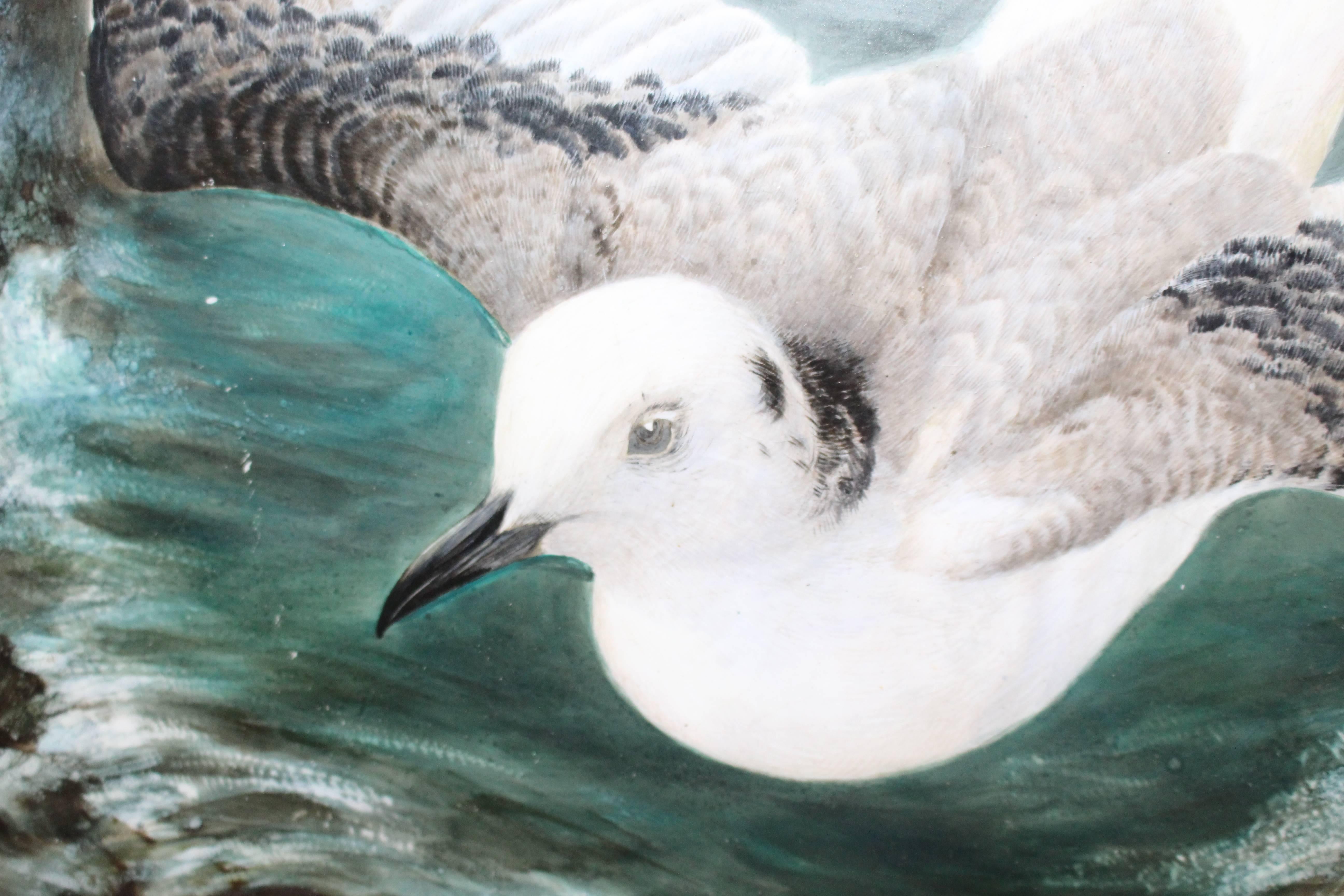 Fine 19th Century Creil et Montereau Painted Seagull Charger For Sale 5