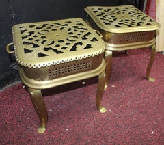 Pair of Antique Early 19th Century Pierced Brass Footmen Trivets
