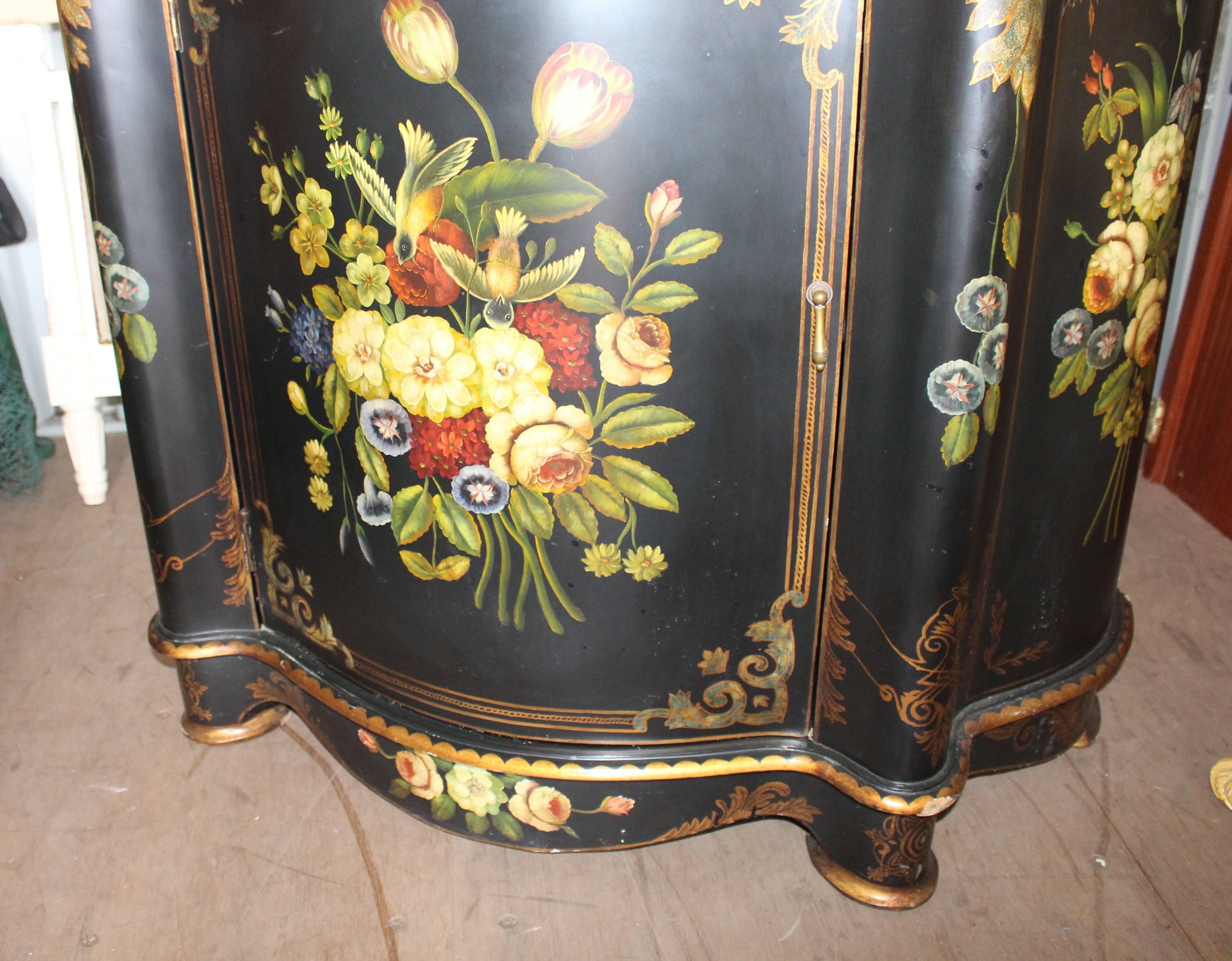 Serpentine Marble Topped Hand-Painted Lacquered Cabinet 5