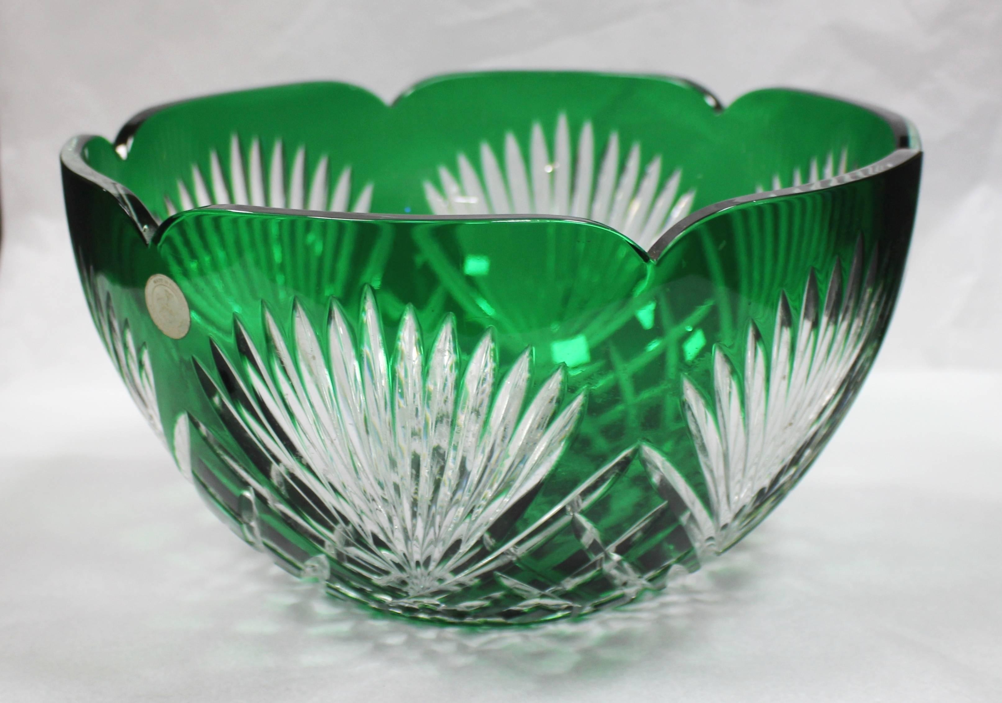 

Origin continental
Date 20th century.
Type bowl
Diameter 28 cm / 11 in
Height 16 cm / 6 1/4 in
Glass cut-glass, overlay crystal
Color green overlay
Condition excellent condition. No chips or cracks




Very nice quality large green