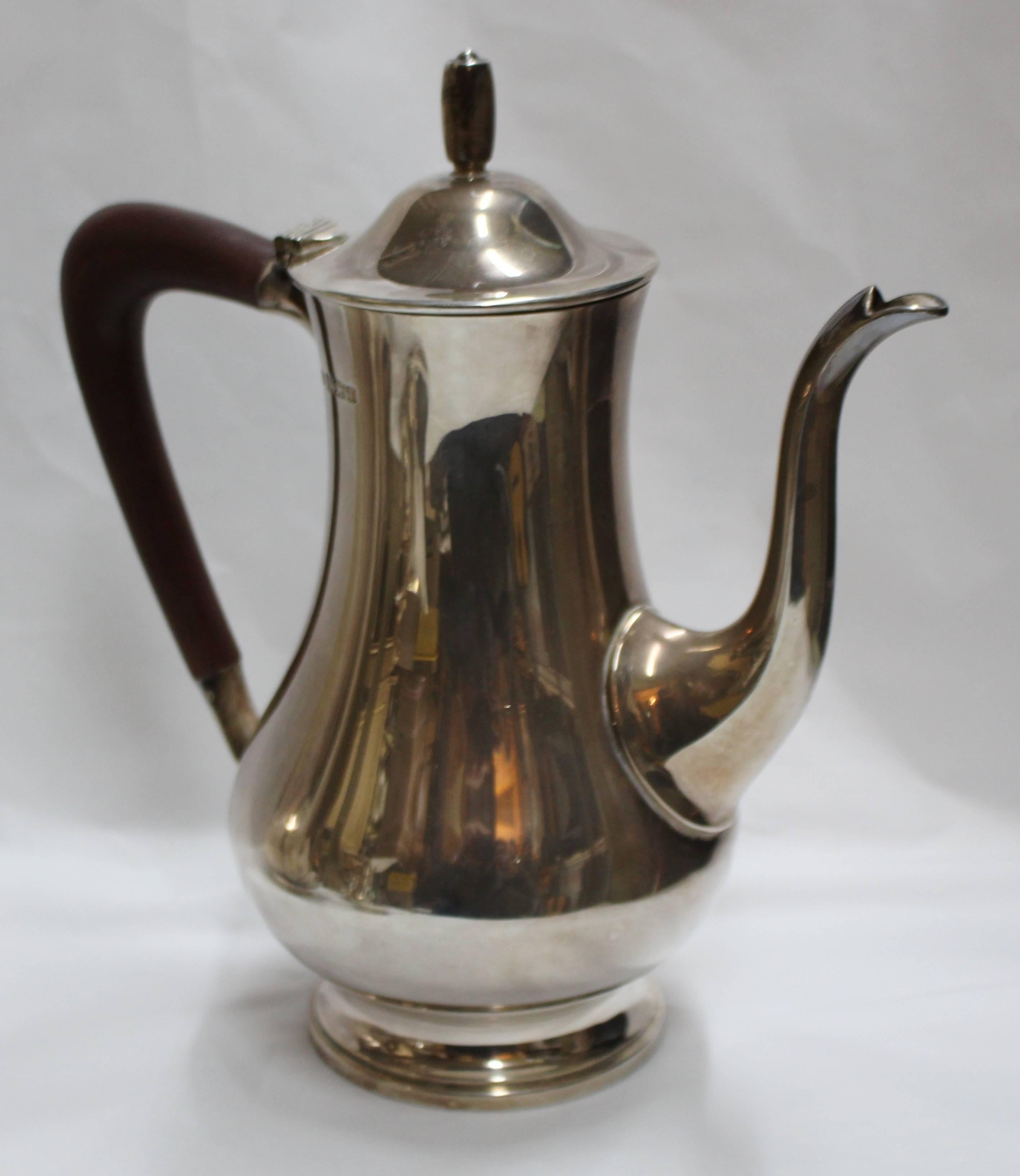Four-Piece Mappin & Webb Hallmarked Silver Tea Coffee Service, 1960s 1