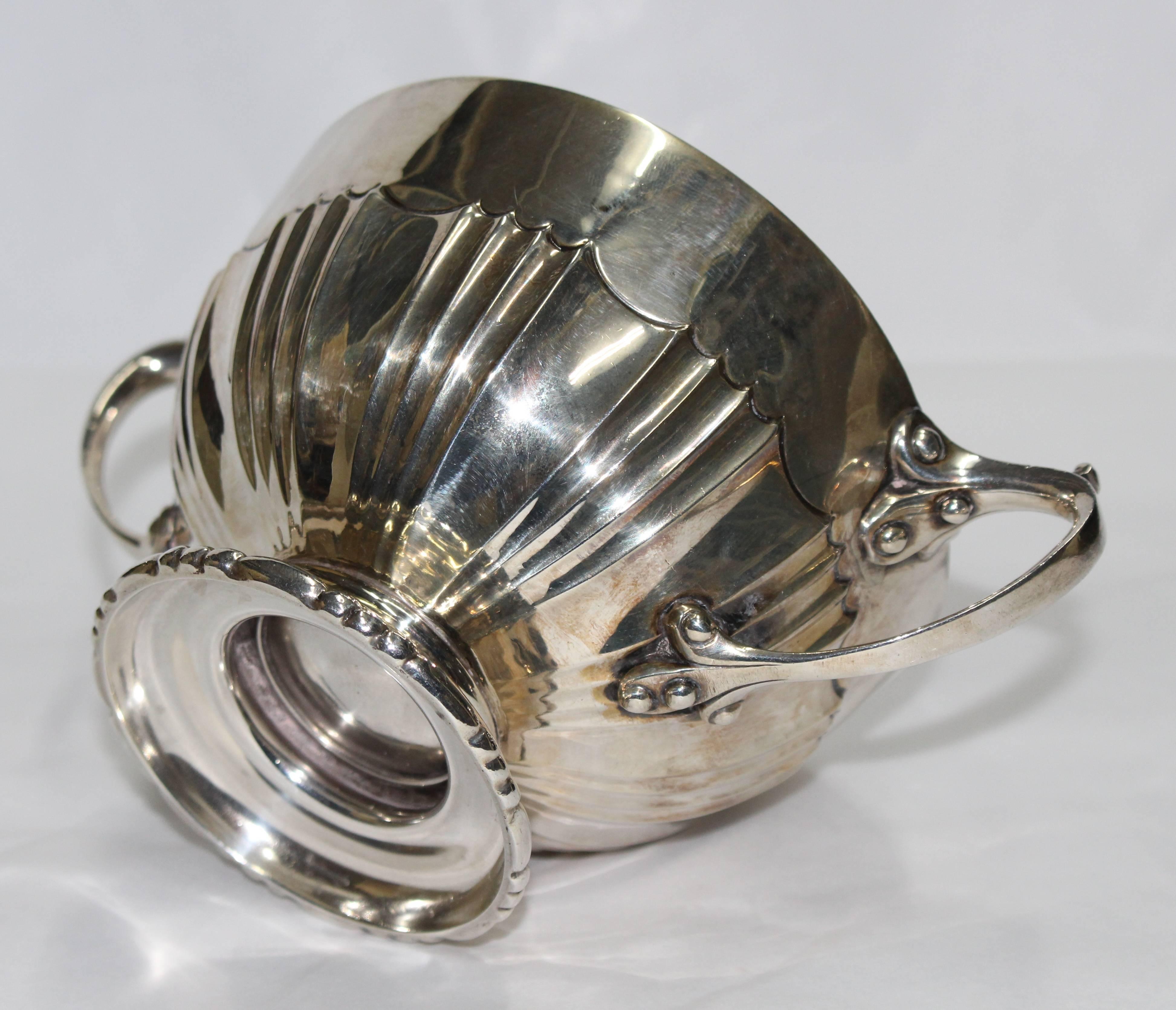 Edwardian Two Handled Hallmarked Silver Bowl, London, 1903 For Sale 1