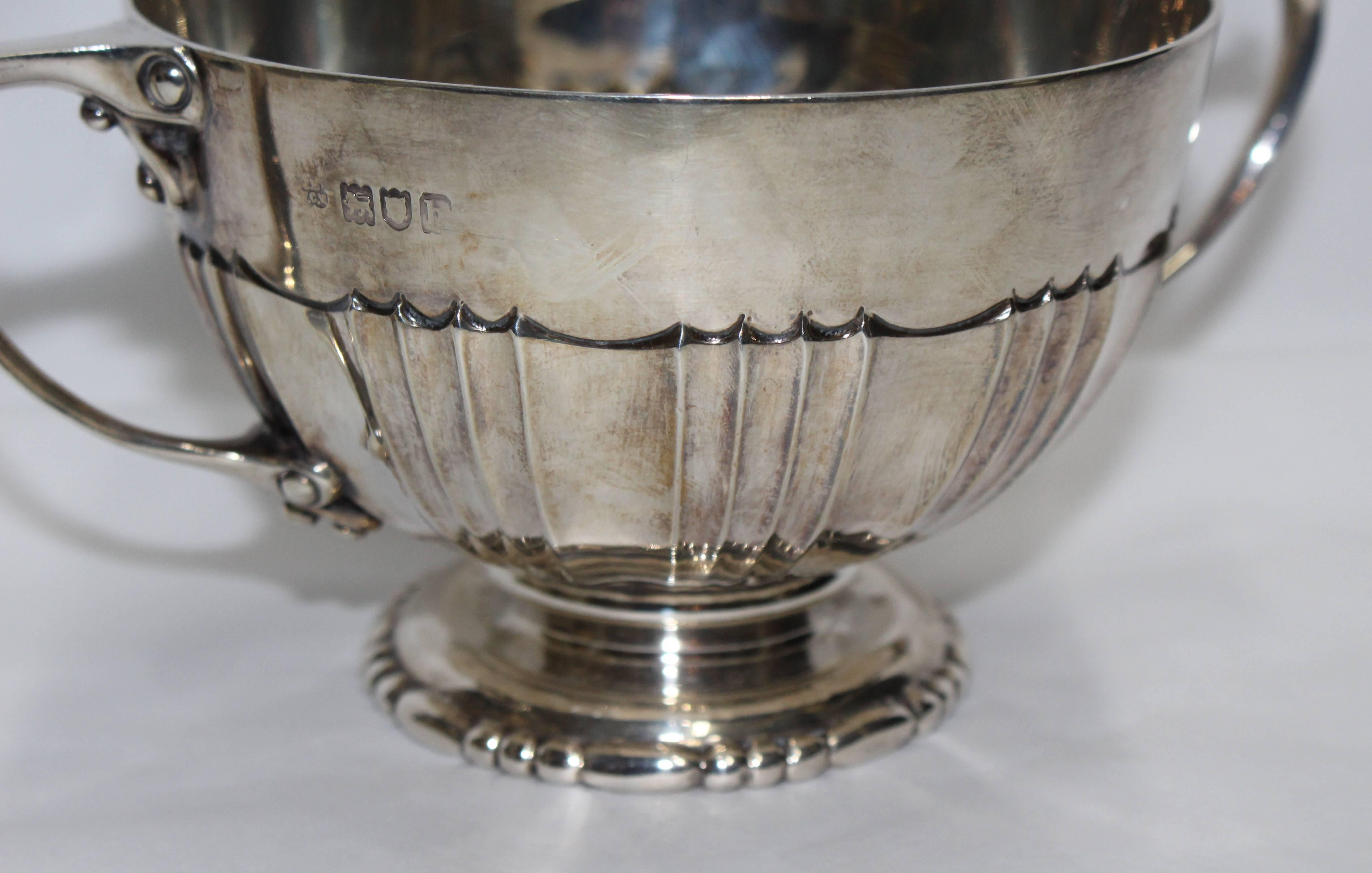 20th Century Edwardian Two Handled Hallmarked Silver Bowl, London, 1903 For Sale