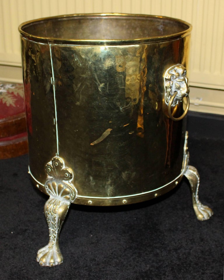 Quality Heavy Antique Footed Brass Fire Bucket at 1stDibs