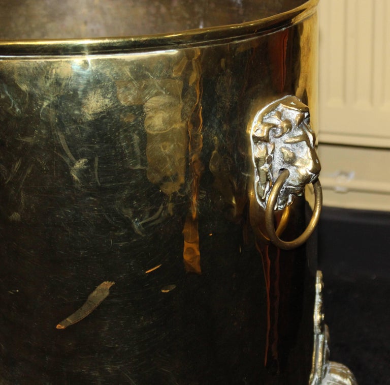 Quality Heavy Antique Footed Brass Fire Bucket at 1stDibs