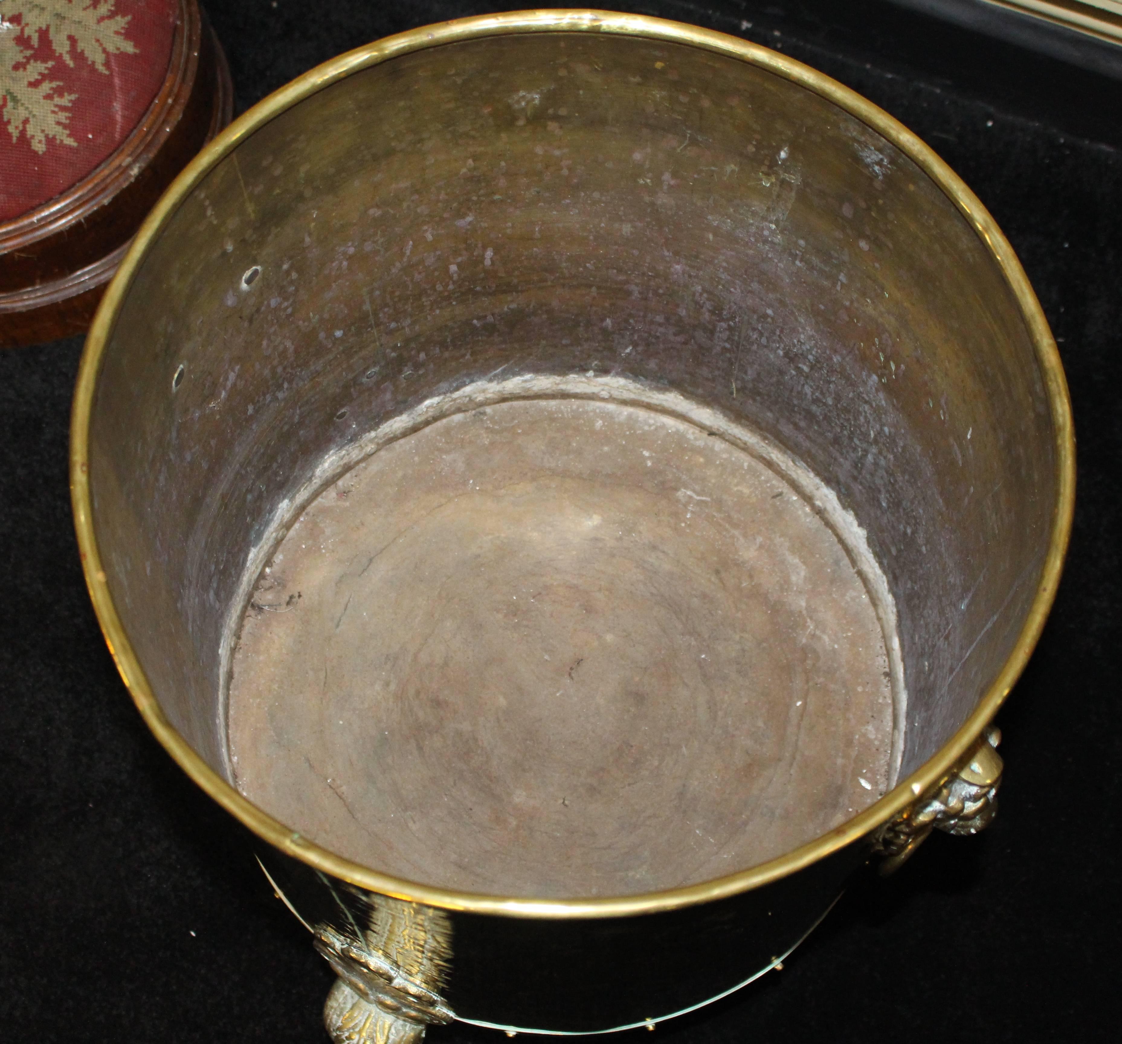 19th Century Quality Heavy Antique Footed Brass Fire Bucket