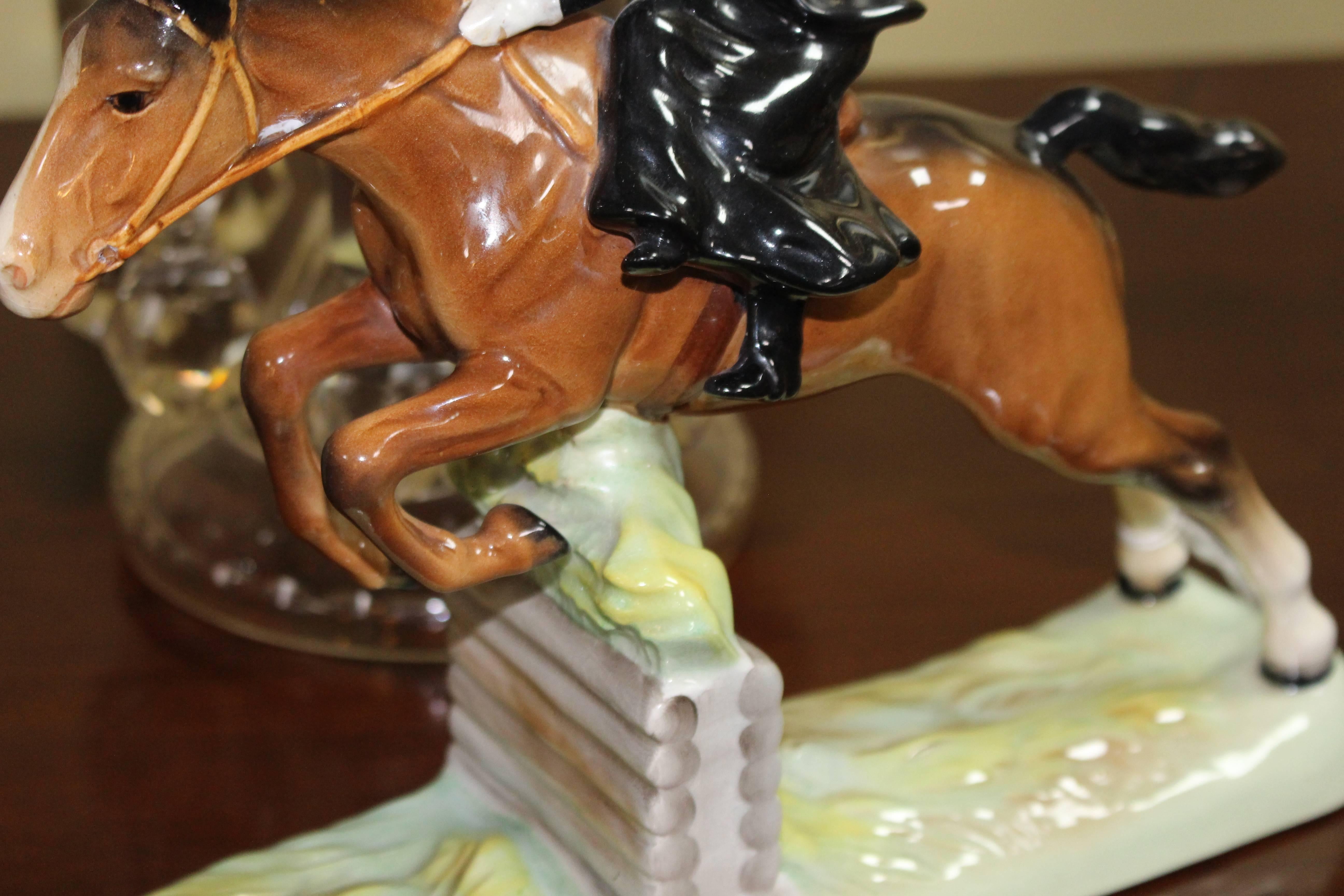 Beswick Sculpture of Huntswoman Jumping Sidesaddle In Excellent Condition In Worcester, Worcestershire