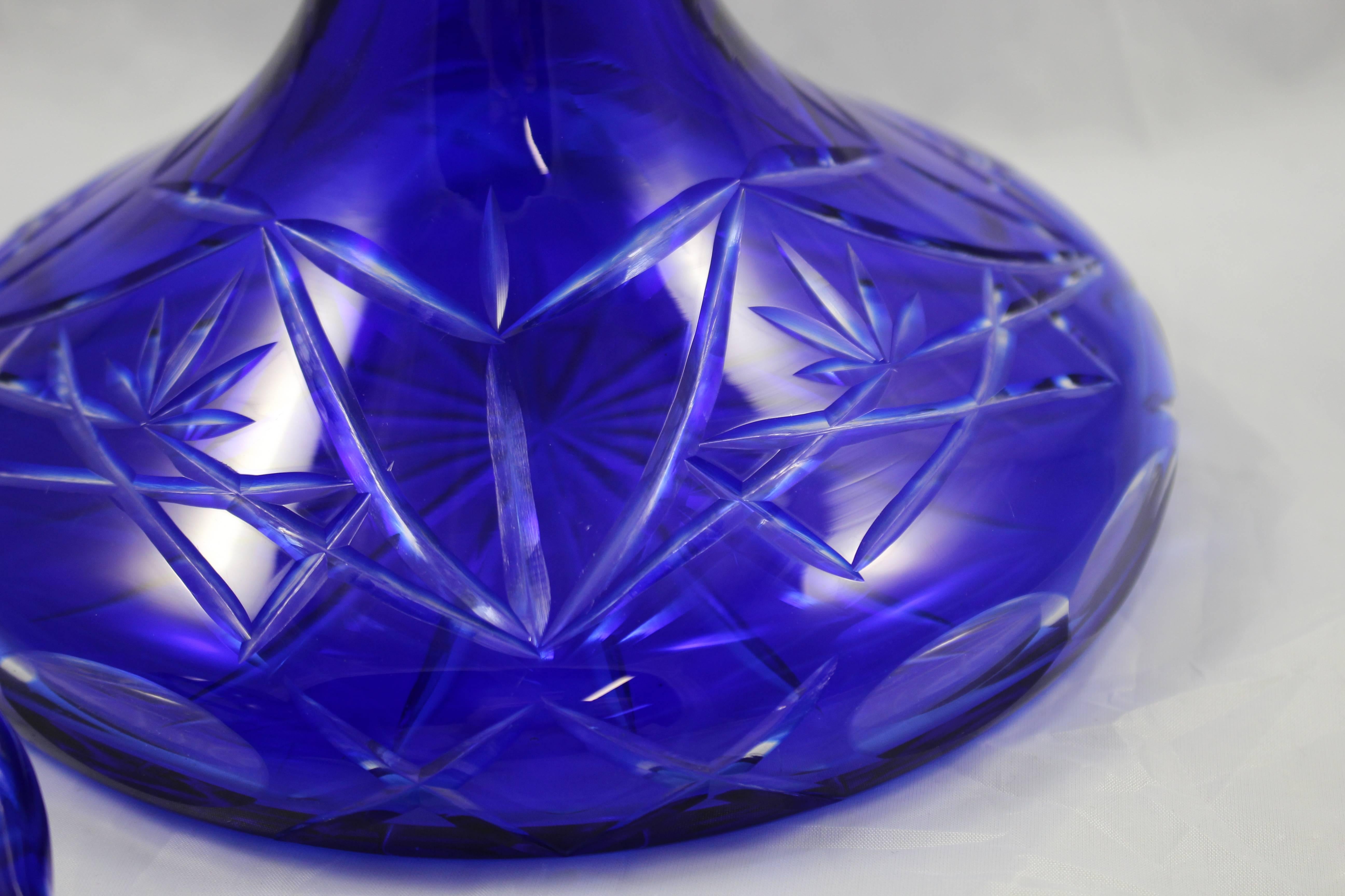Bristol Blue Overlay Crystal Decanter 1
