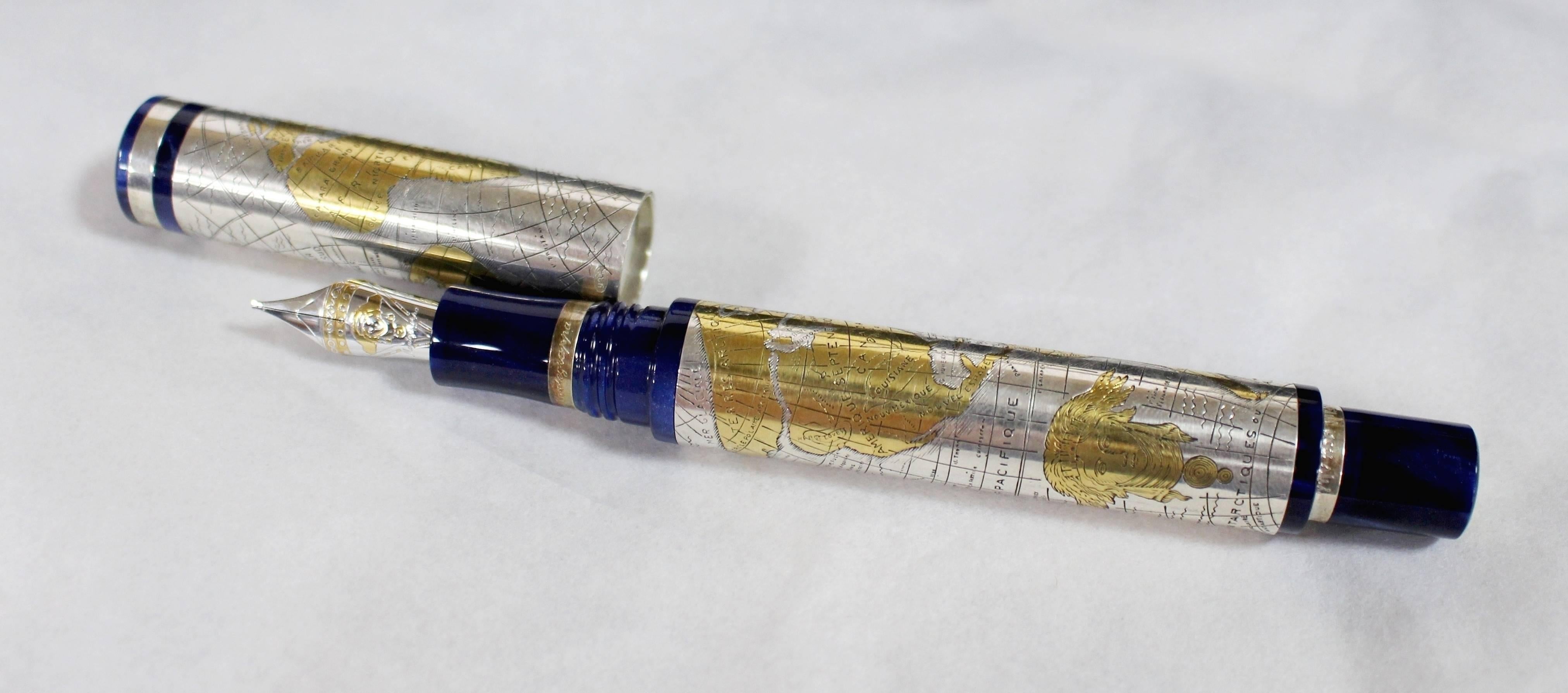 Italian Limited Edition Montegrappa 'Gea 2001' Fountain Pen In Excellent Condition In Worcester, Worcestershire