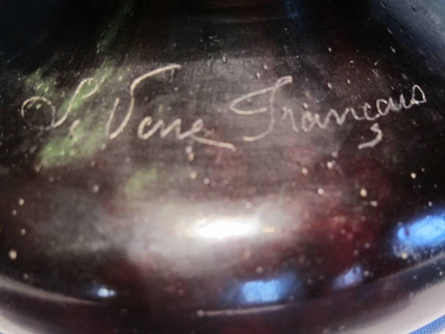 Le Verre Francais Art Deco Glass Vase with Decoration of a Prunus In Excellent Condition For Sale In Heukelum, Gelderland