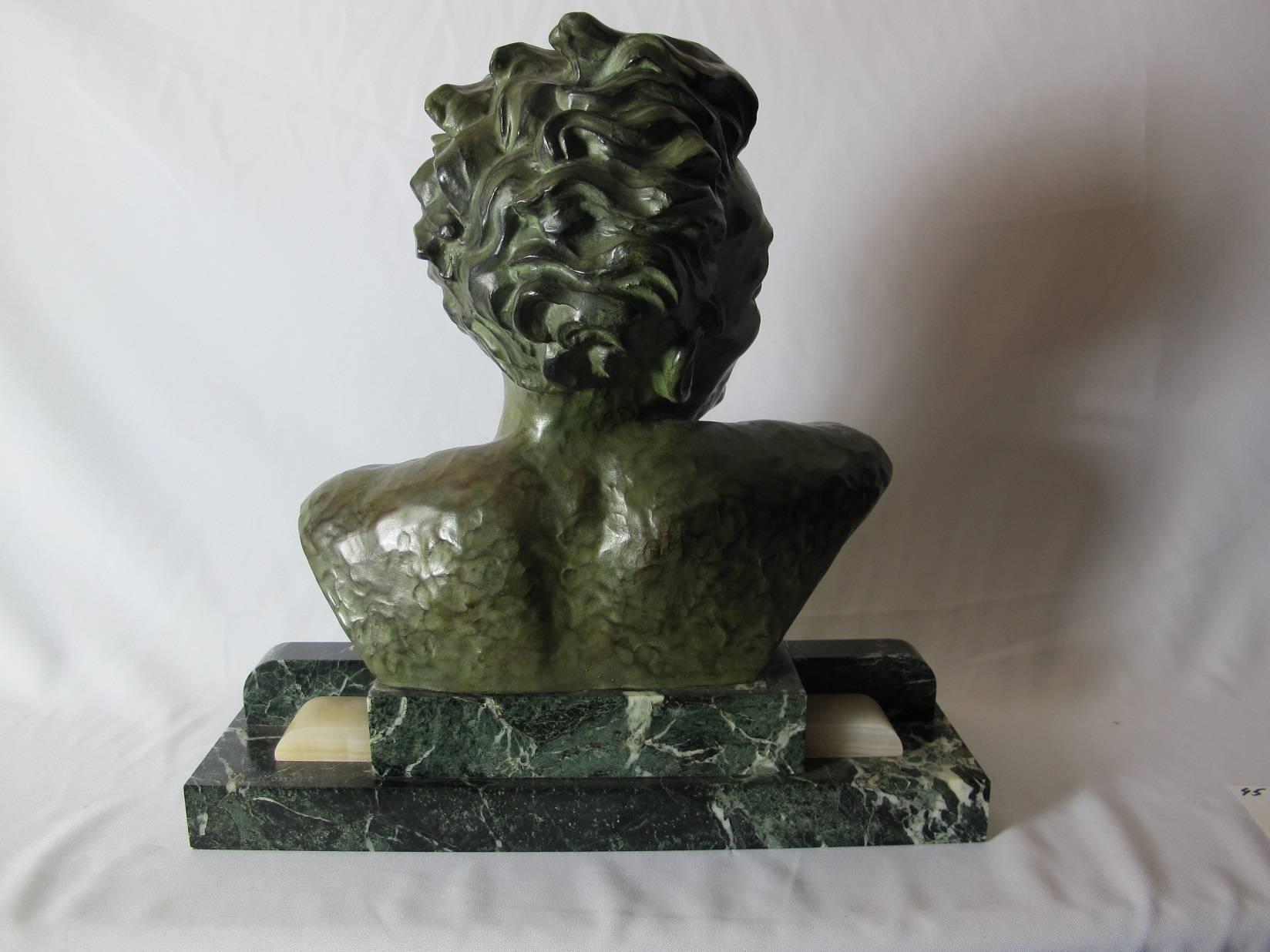 Art Deco Samac Bust of a Male In Excellent Condition For Sale In Heukelum, Gelderland