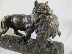 Christophe Fratin (1801-1864) Fine Bronze of a Lion and a Ostrich