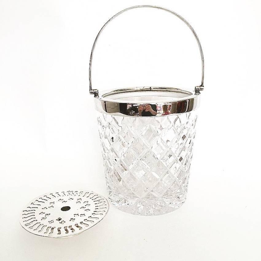 Small English crystal ice bucket.