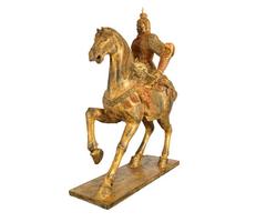Magnificent Antique Chinese Wood Hand Figure of a General on Horseback