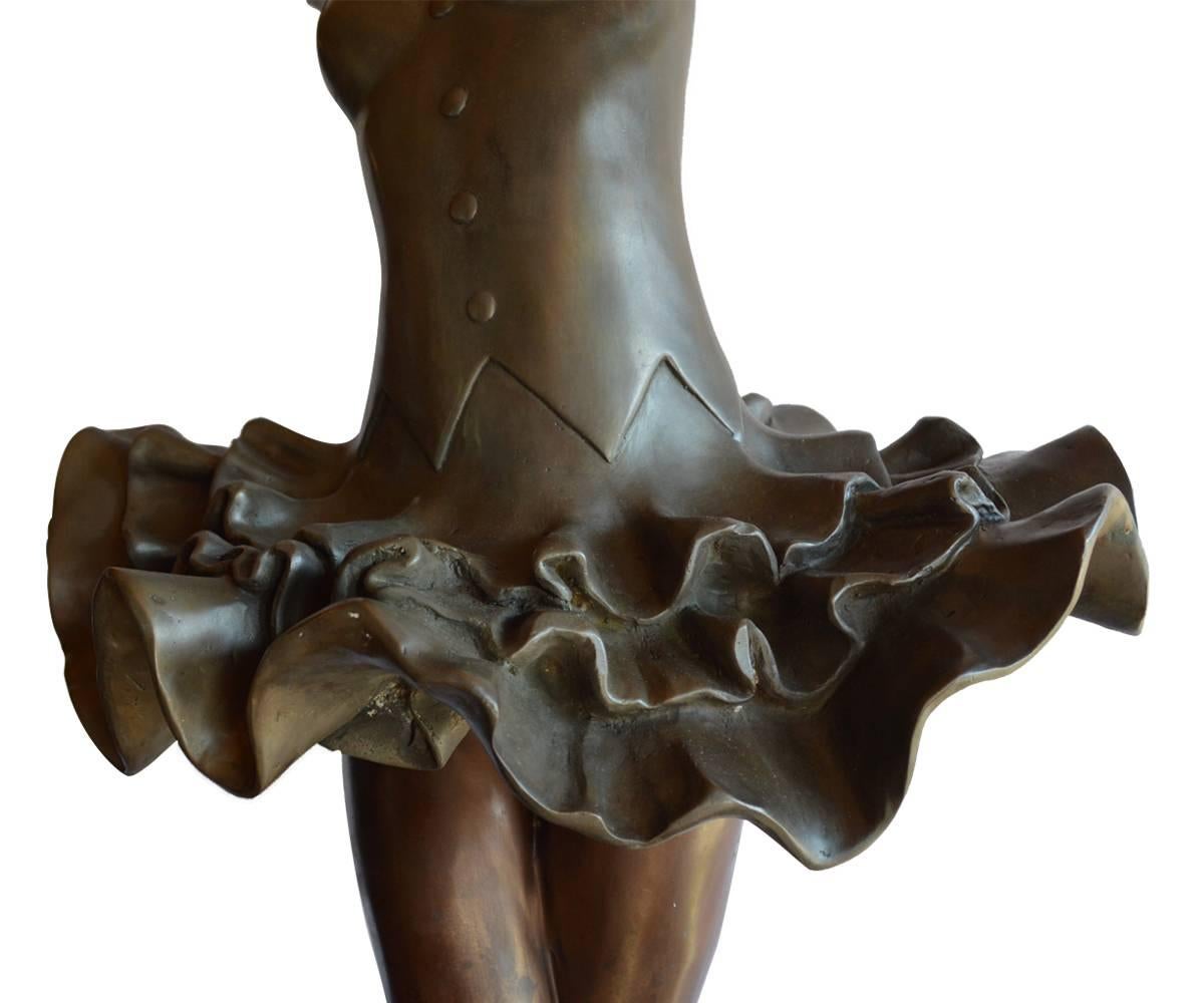 Art Deco Large Signed  a. Fayral Bronze Ballerina with Marble Base