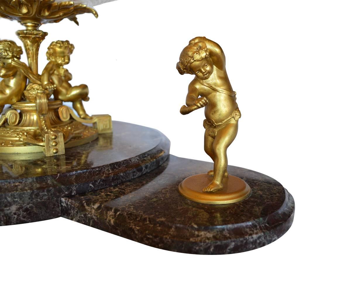 Magnificent Gilt Bronze, Cut-Glass and Marble Centerpiece In Good Condition For Sale In Laguna Beach, CA