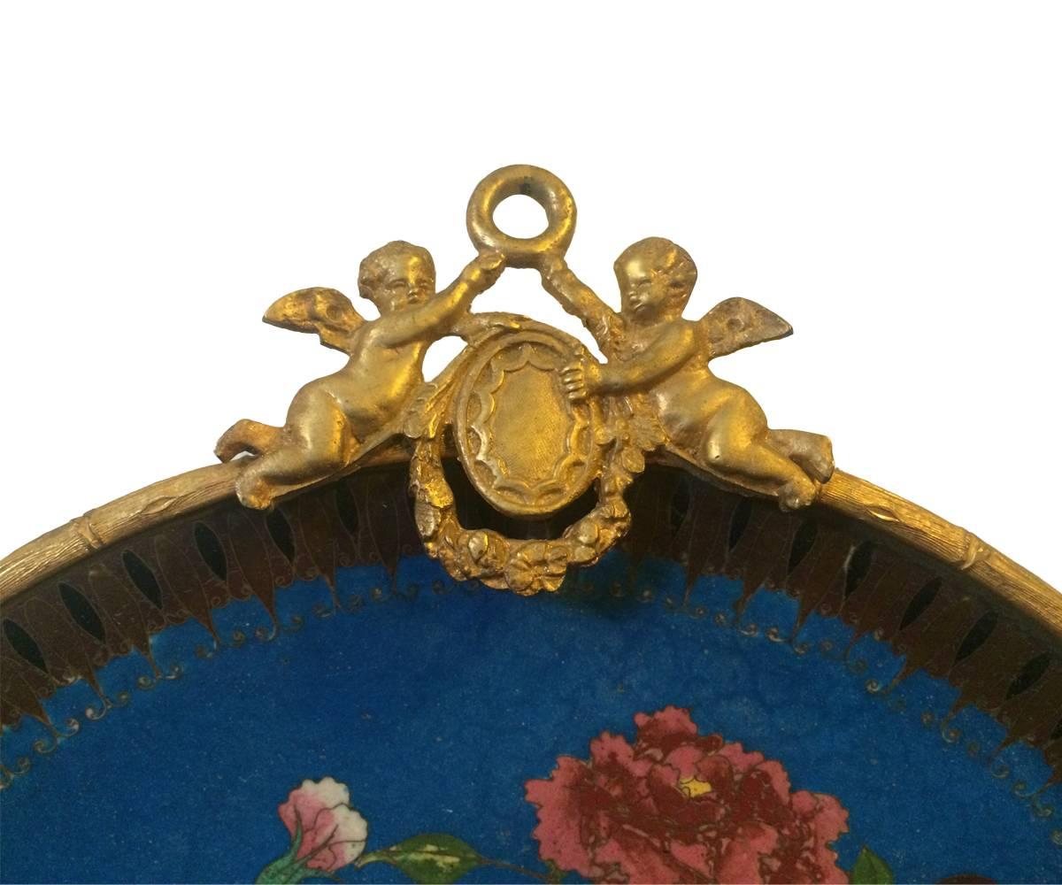 Louis XVI Pair of Antique French Wall Sconces with Gilt Bronze and Cloisonné